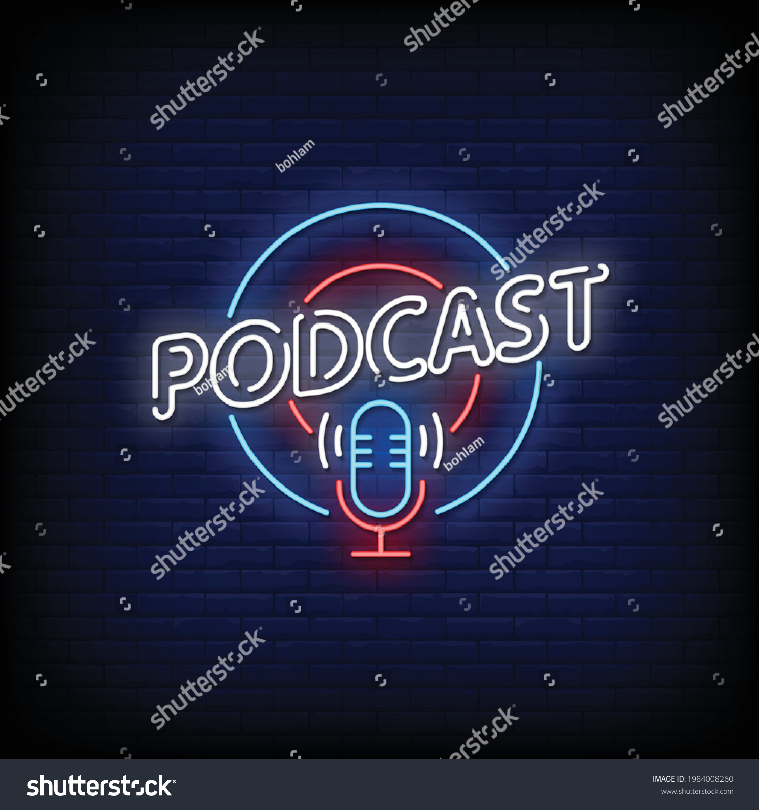 Podcast Neon Signs Style Text Vector Stock Vector (Royalty Free ...