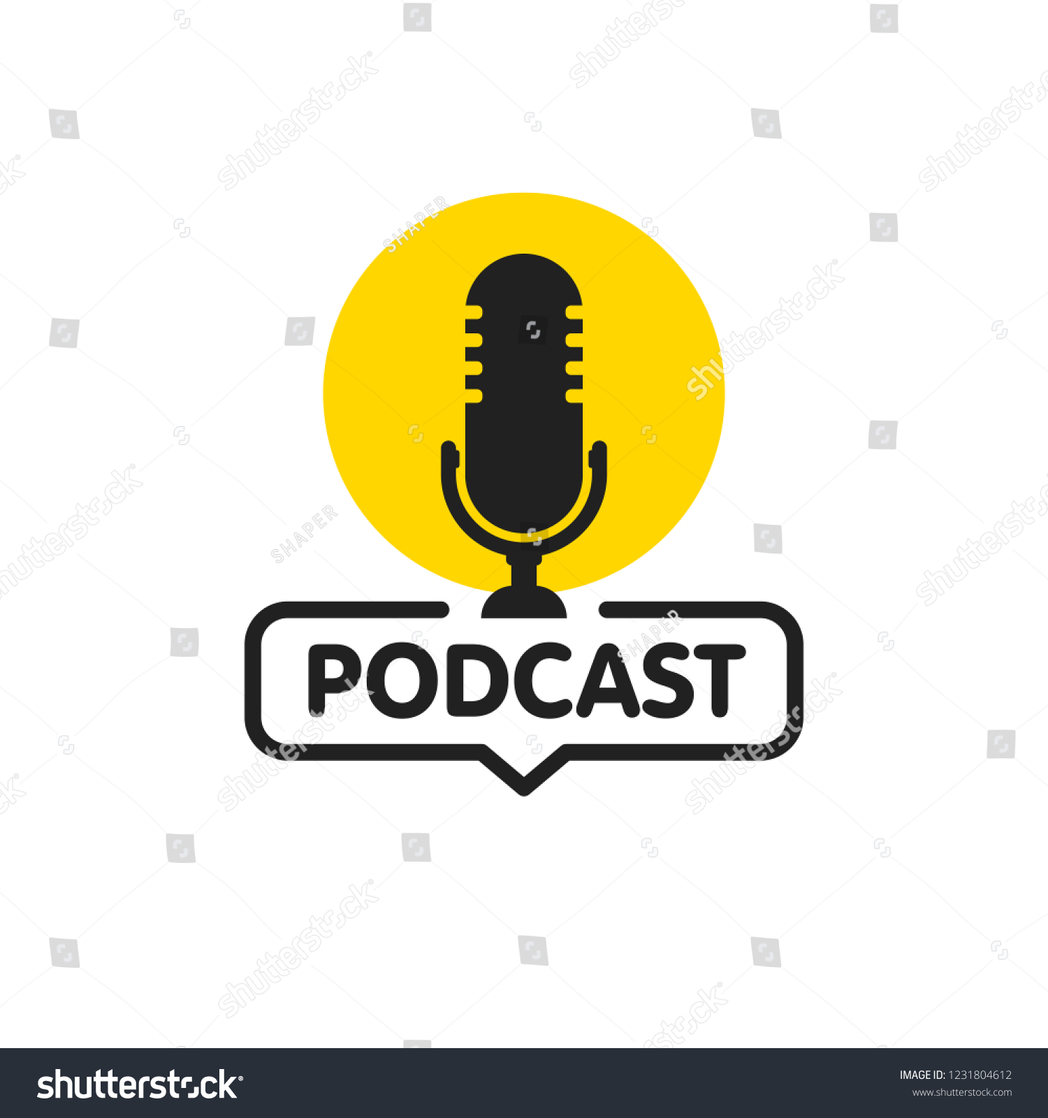 Podcast Vector Flat Illustration Icon Logo Stock Vector Royalty Free