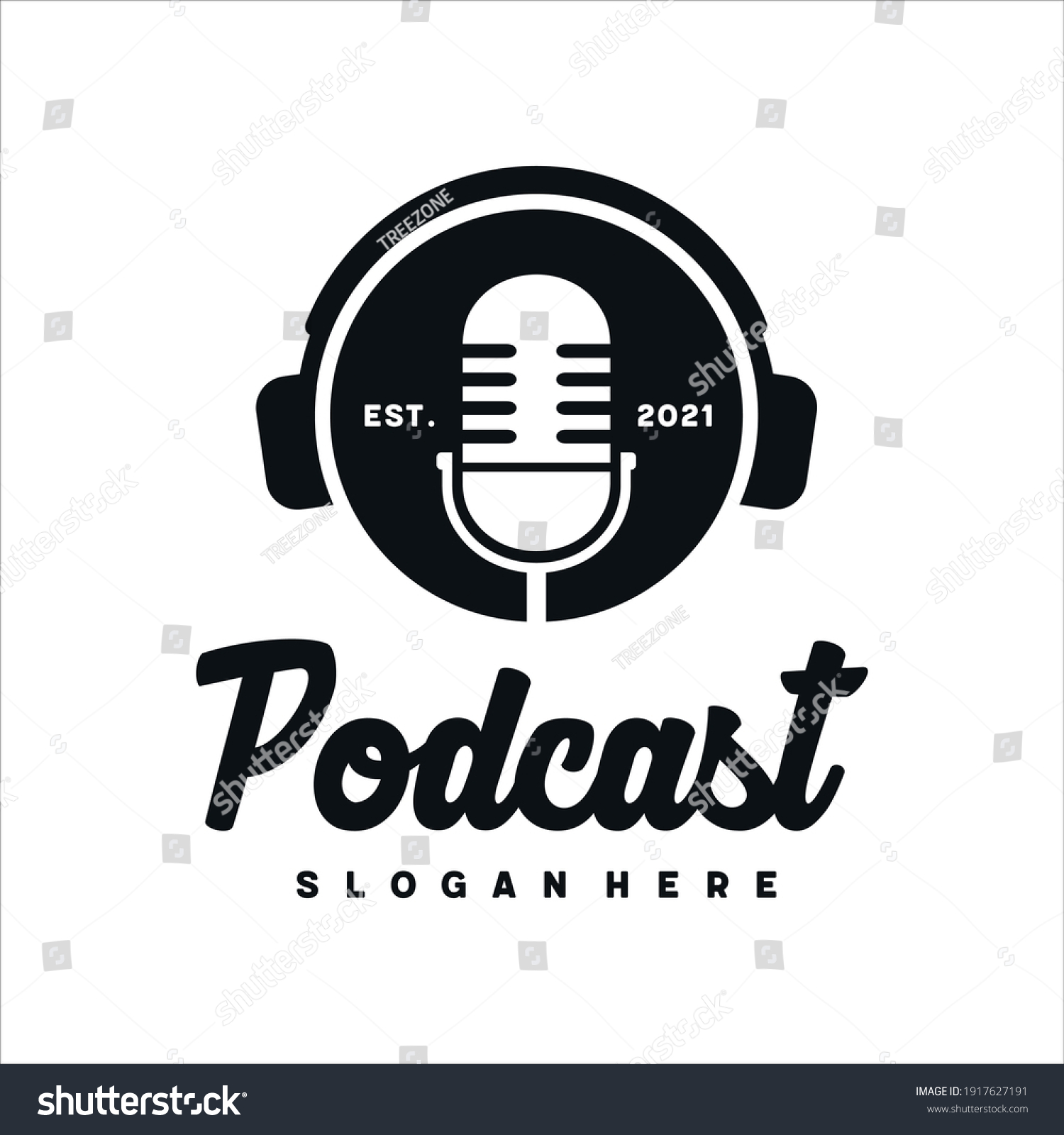 Podcast Microphone Logo Inspiration Design Template Stock Vector ...