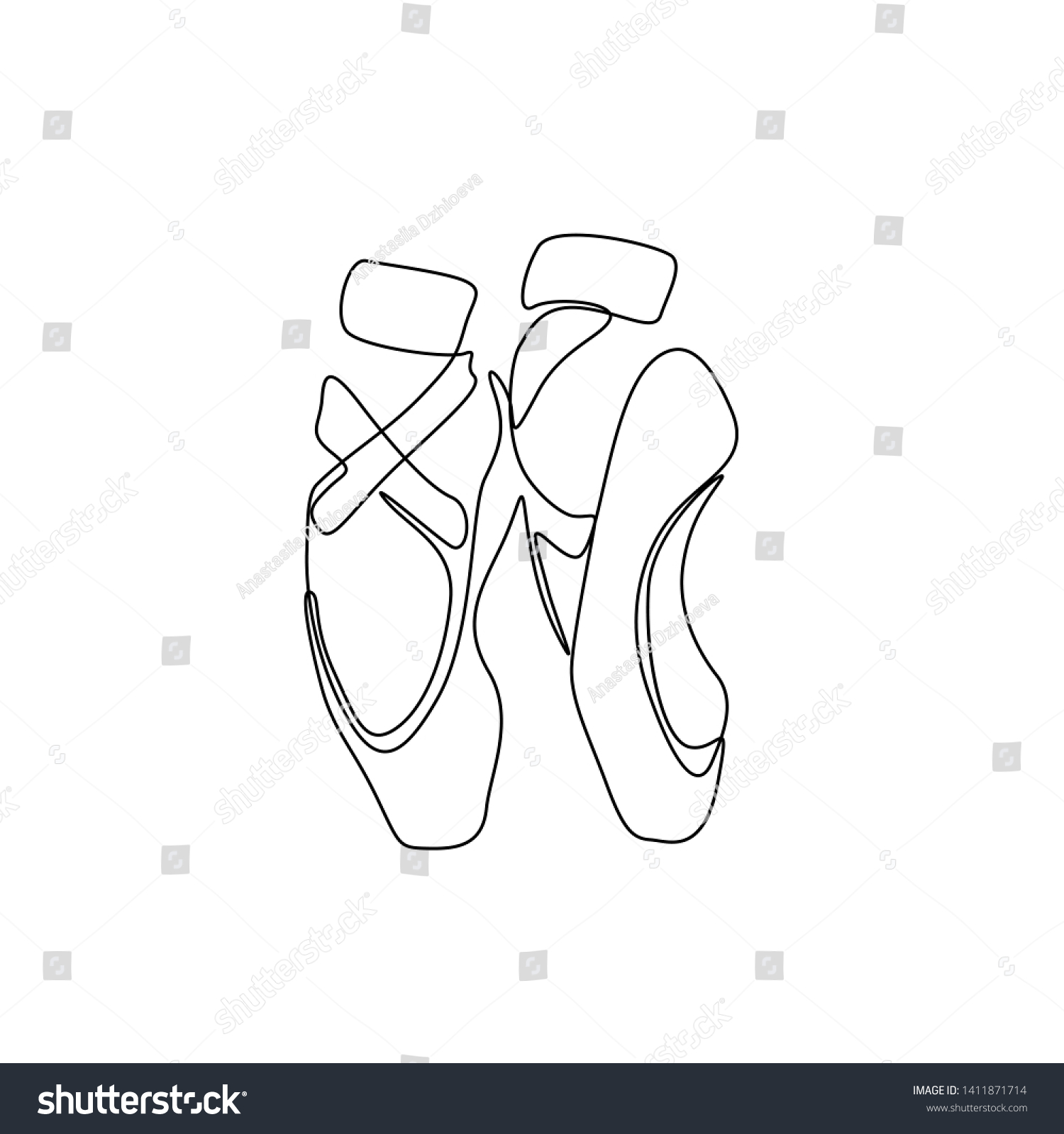 Pointe Shoes Continuous Line Drawing Ballet Stock Vector (Royalty Free