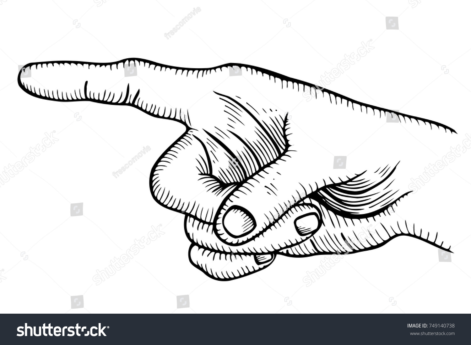 Pointing Finger Vector Black Vintage Engraved Stock Vector (Royalty ...