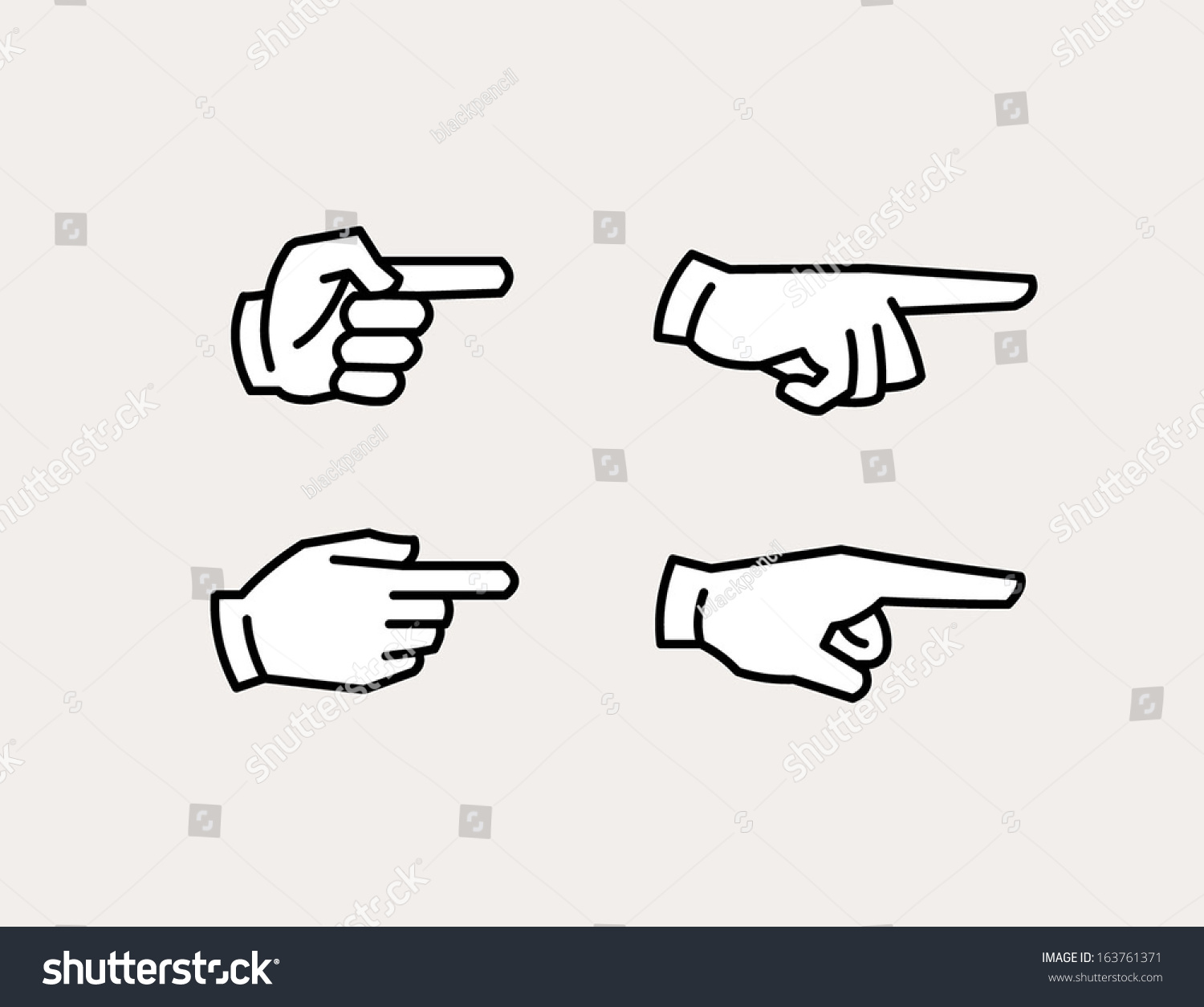 Pointing Hand Icons Stock Vector 163761371 - Shutterstock