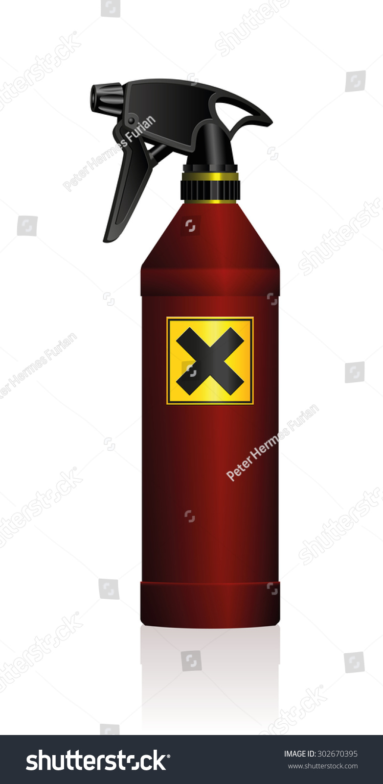 SVG of Poison spray bottle for plant toxins, insecticides, pesticides, biocides - with a black x on a yellow square as a hazard warning sign for harmfulness or irritants. Isolated vector on white background. svg