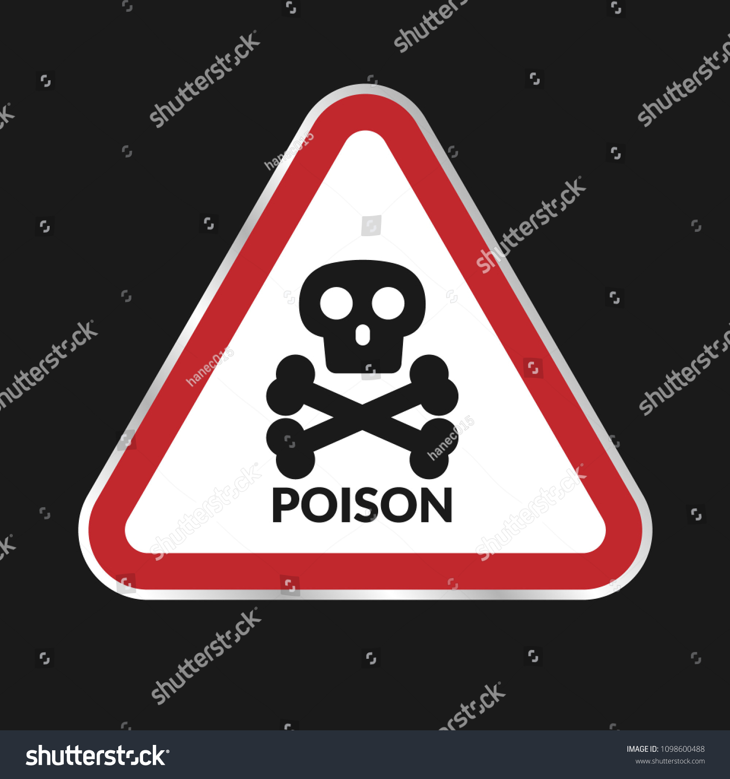 Poison Warning Icon Black White Triangle Stock Vector (Royalty Free ...