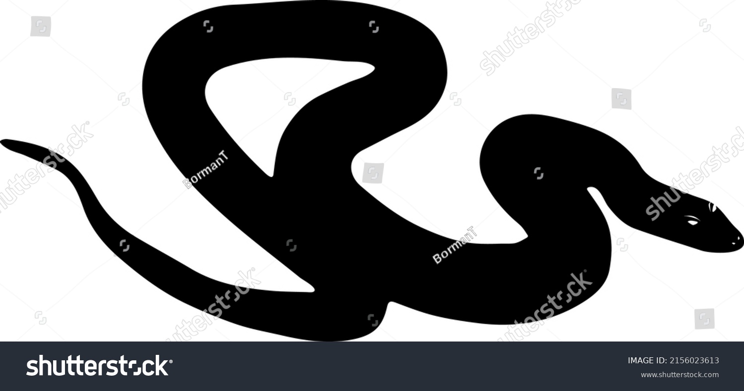 Poisonous Cartoon Snake Black Silhouette Vector Stock Vector (Royalty ...