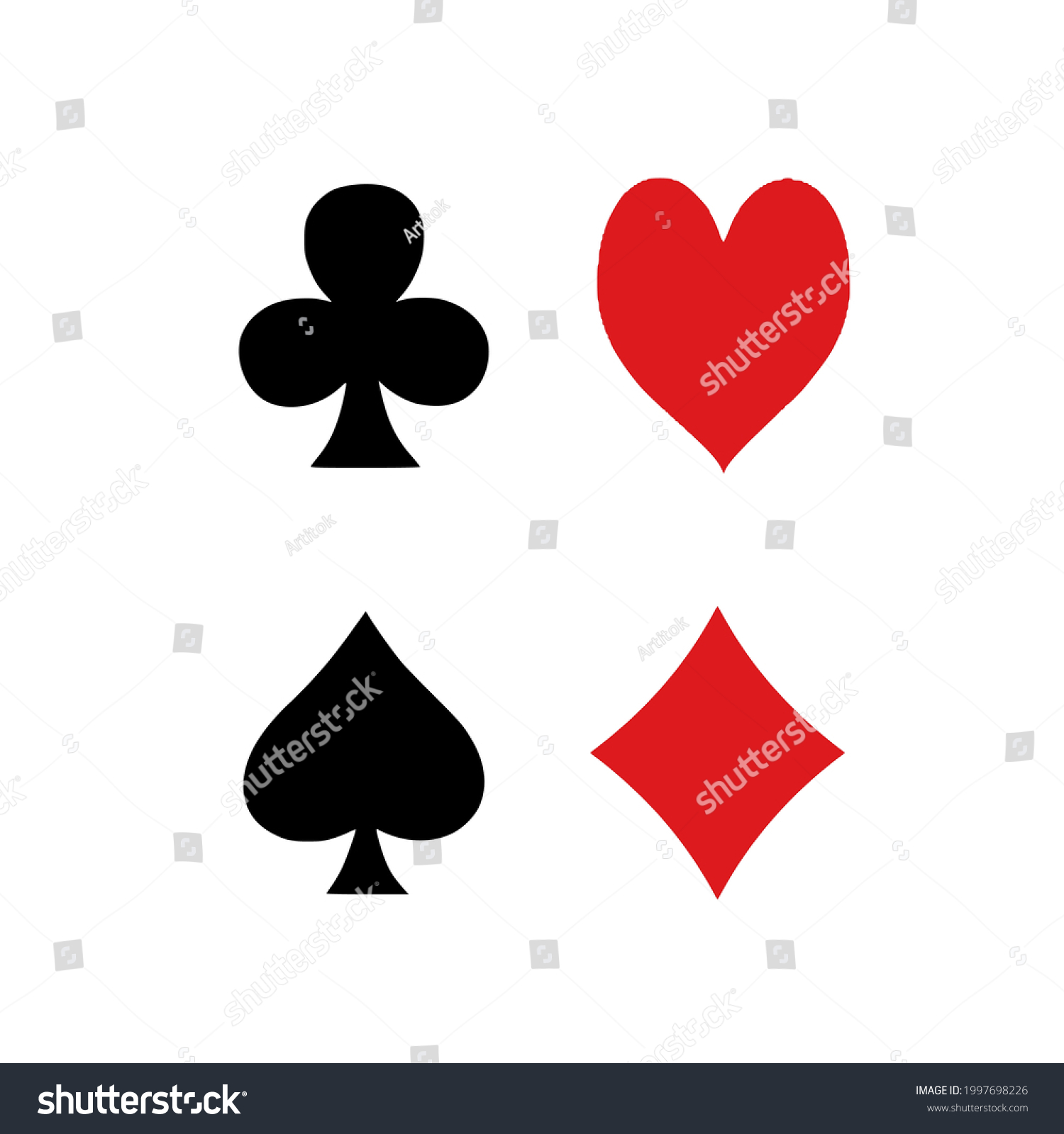 Poker Card Symbolplaying Card Symbolsisolated Vector Stock Vector ...