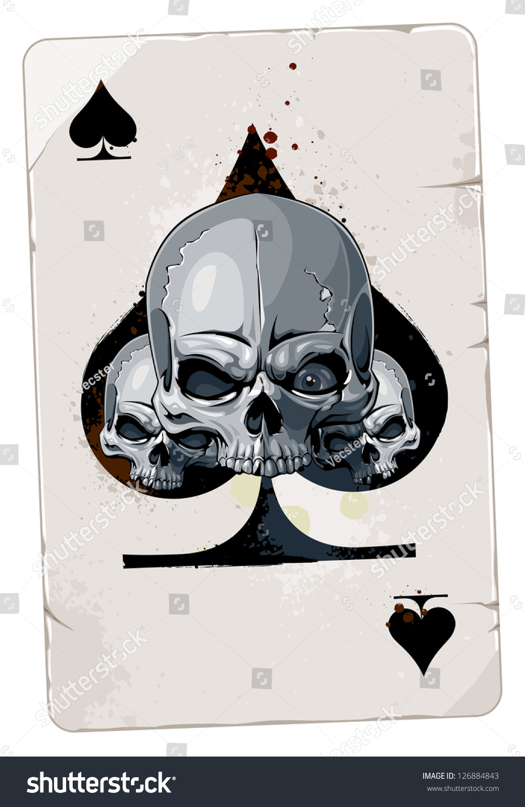 Poker Card Skulls Spades Grunge Dirty Stock Vector 126884843 - Shutterstock