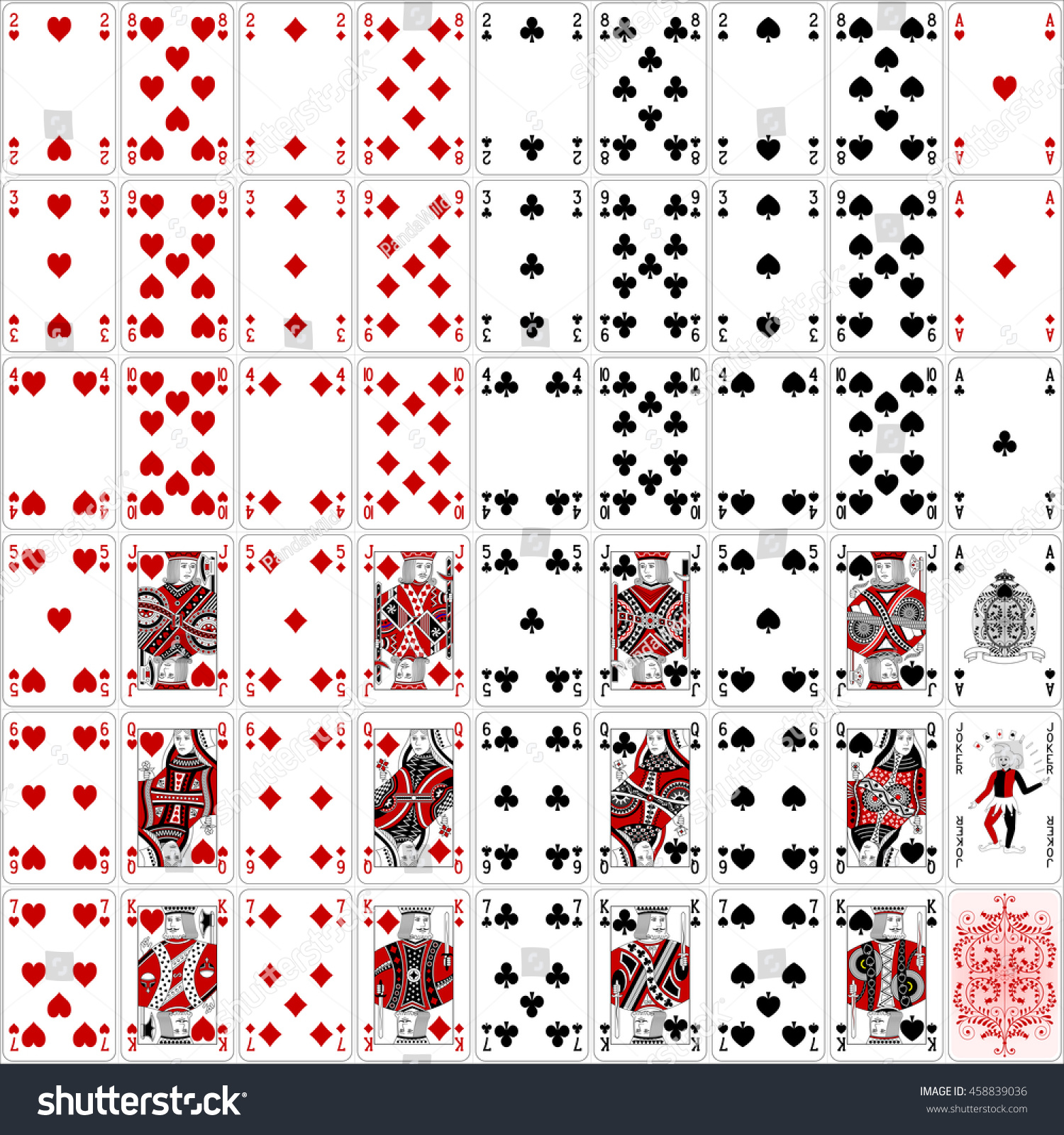 Poker Cards Full Set Two Color Stock Vector 458839036 - Shutterstock