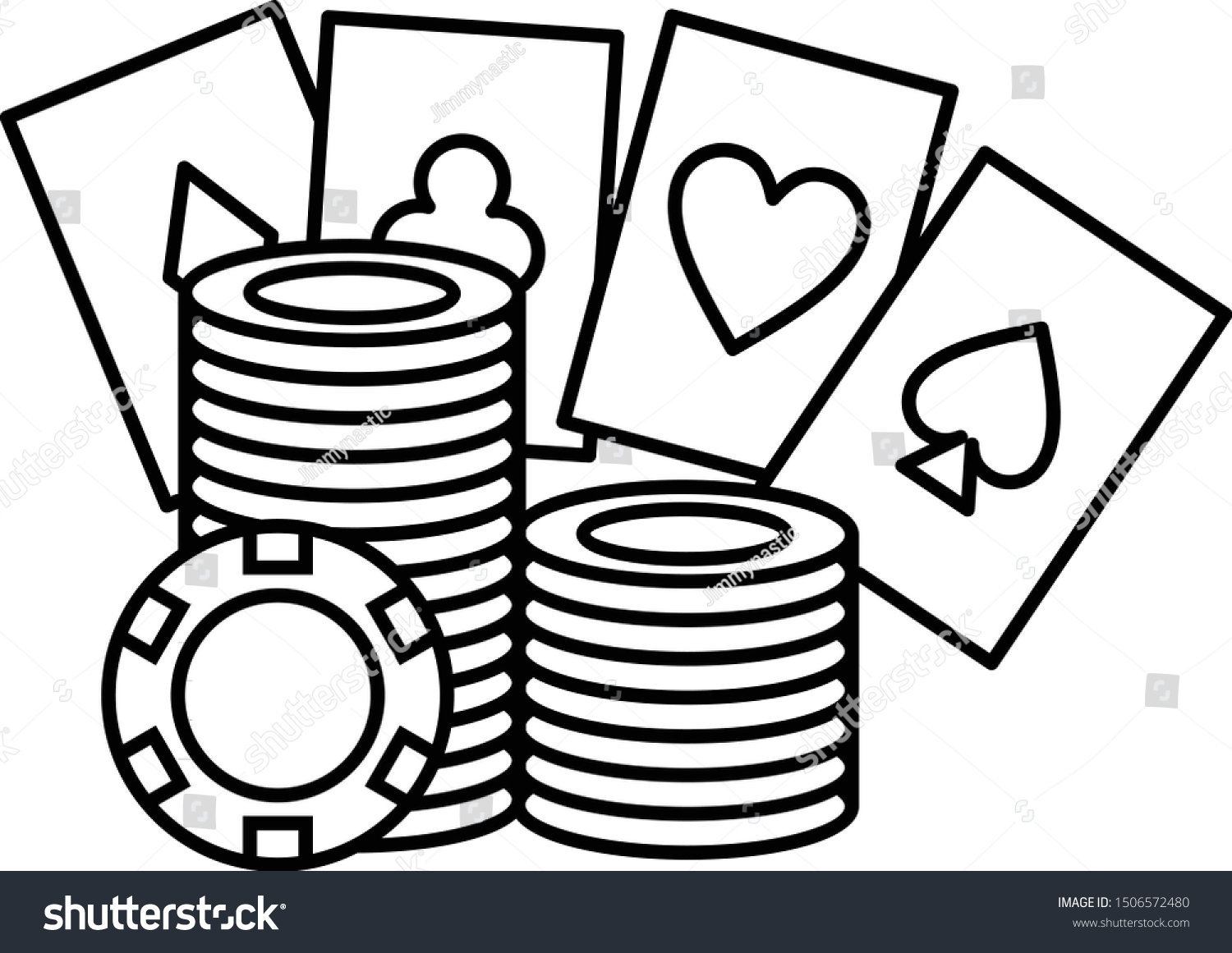 Poker Chips Poker Cards Vector Silhouette Stock Vector (Royalty Free ...