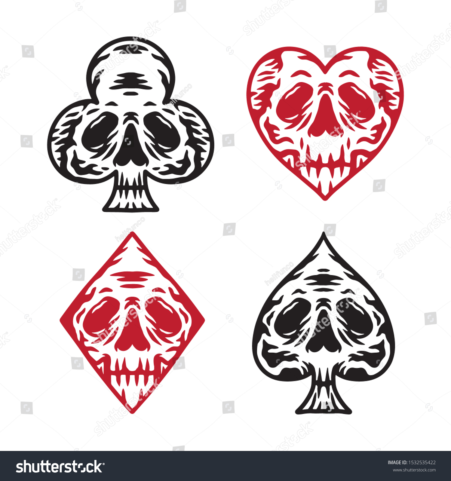 Poker Icon Skull Vector Illustration Line Stock Vector (Royalty Free ...