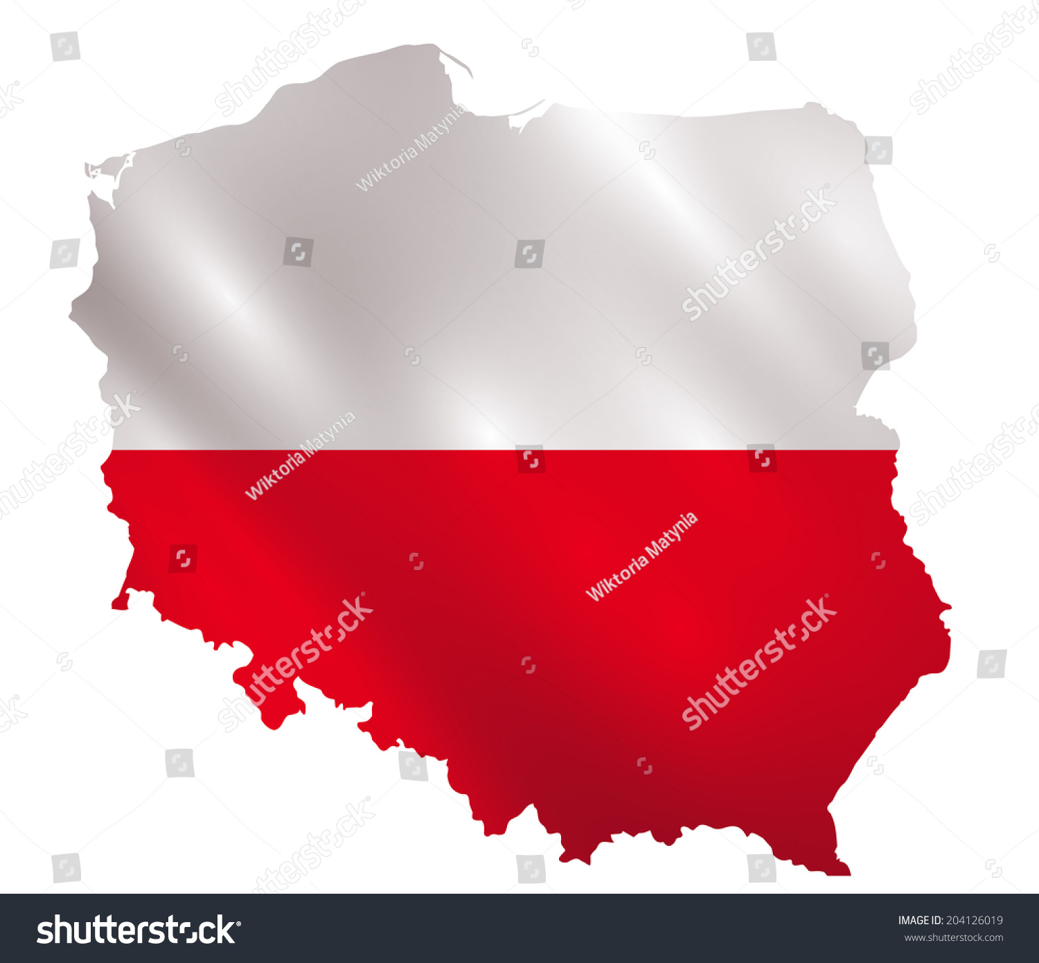 Poland Waving Flag Shape Polish Borders Stock Vector 204126019 ...