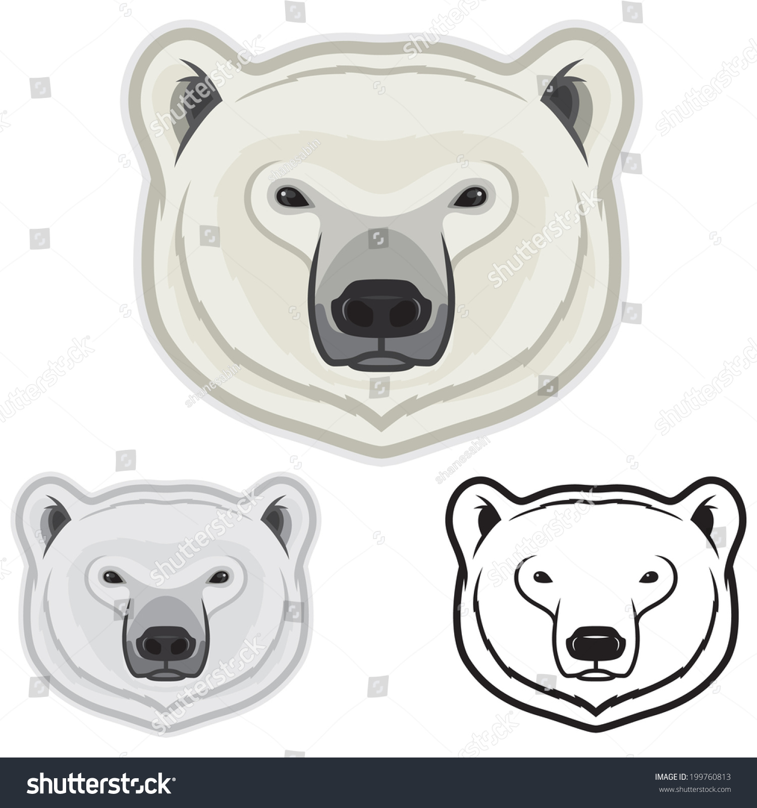 Polar Bear Faces Stock Vector Illustration 199760813 : Shutterstock