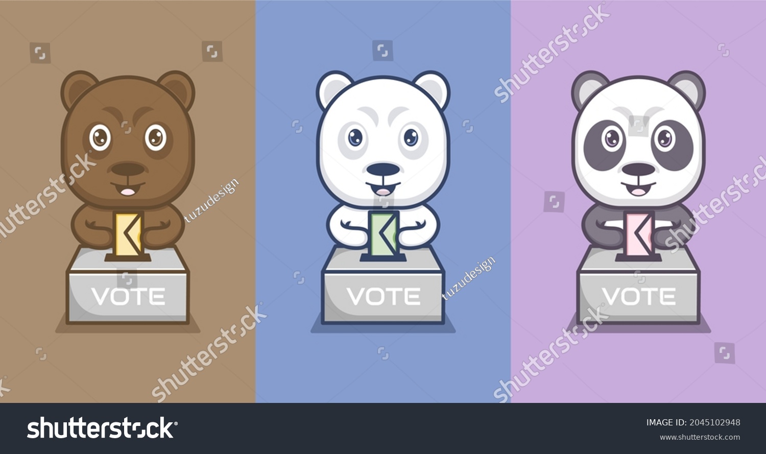 SVG of polar bear panda cute cartoon bear voting .vector illustration for mascot logo or sticker svg