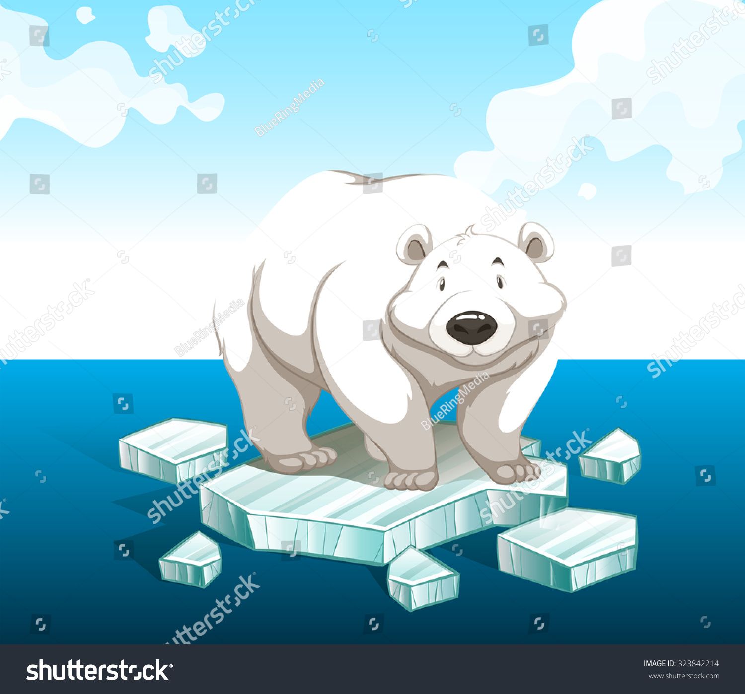 Polar Bear Standing On Iceberg Illustration Stock Vector 323842214 ...