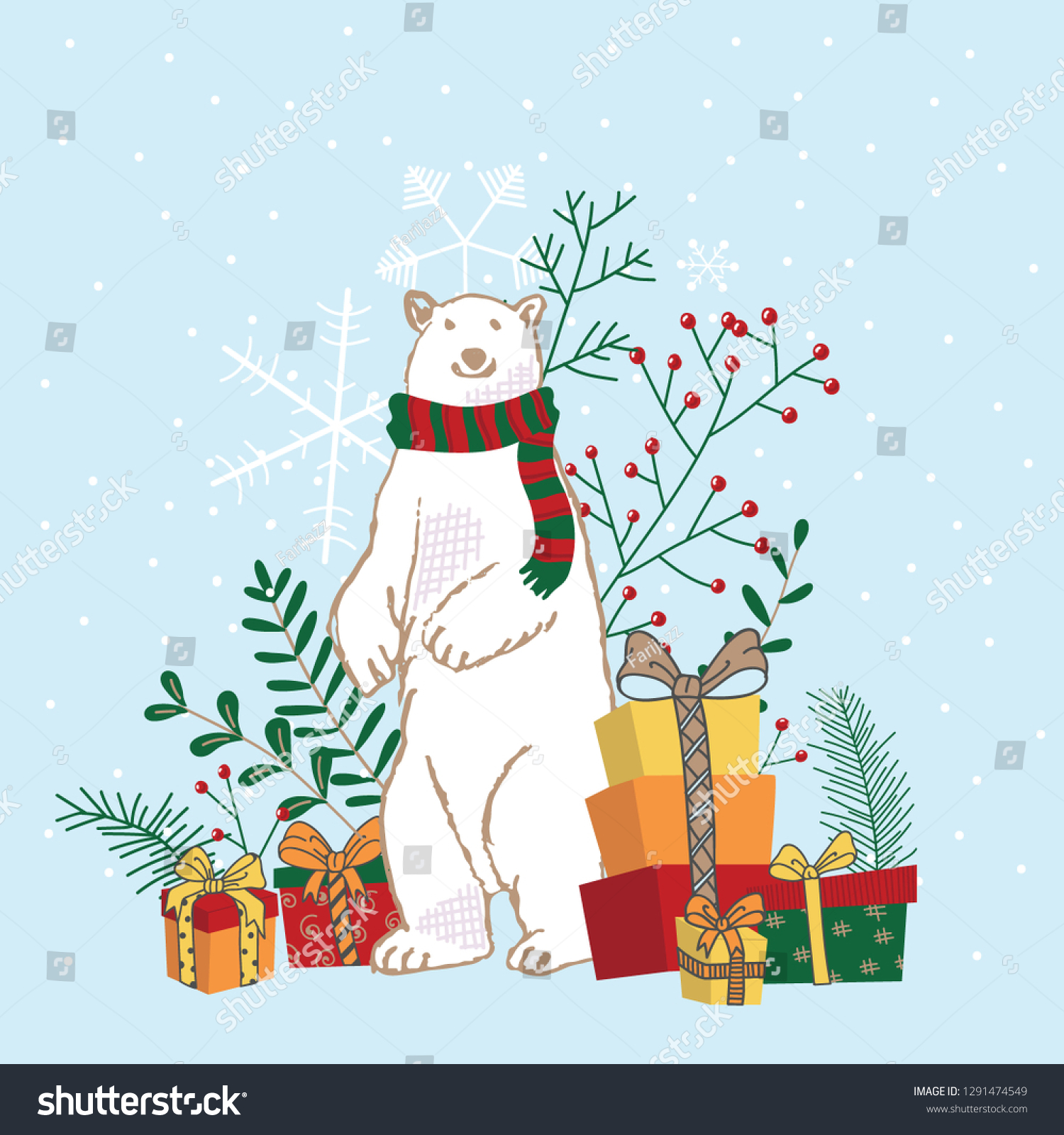 Polar Christmas Vector Stock Vector (Royalty Free) 1291474549