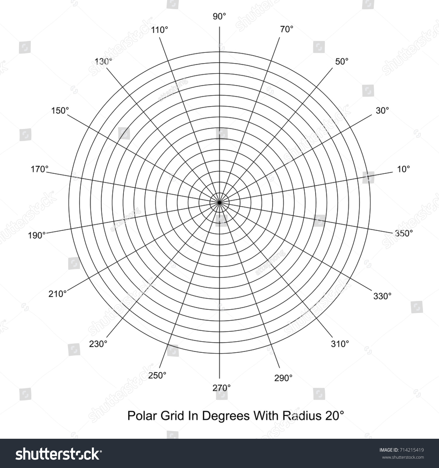 Polar Grid Degrees Vector Stock Vector 714215419 - Shutterstock