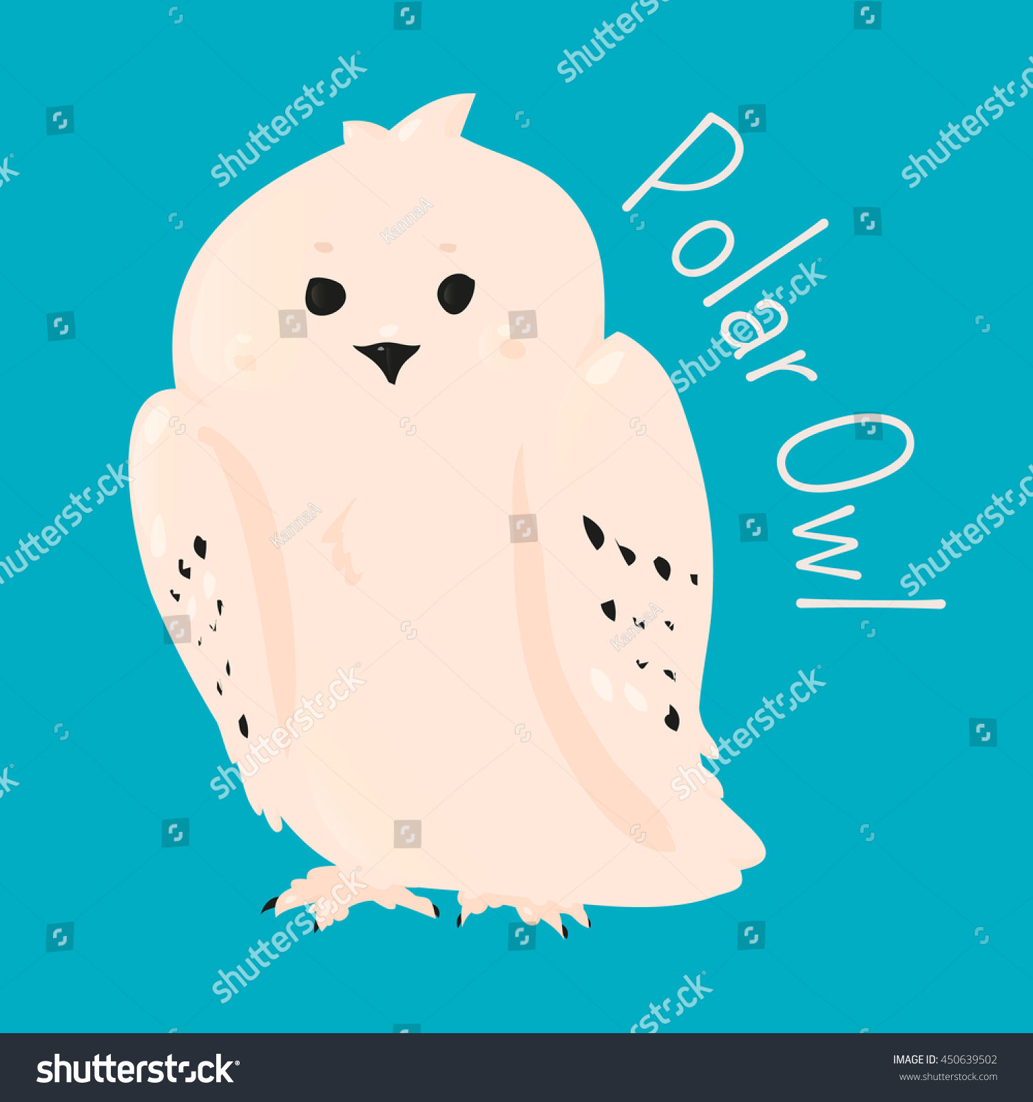 SVG of Polar owl isolated. Bird Strigiformes. Large, broad head, binocular vision, binaural hearing, sharp talons, silent flight. Part of series of cartoon northern animal species. Child fun icon. Vector svg
