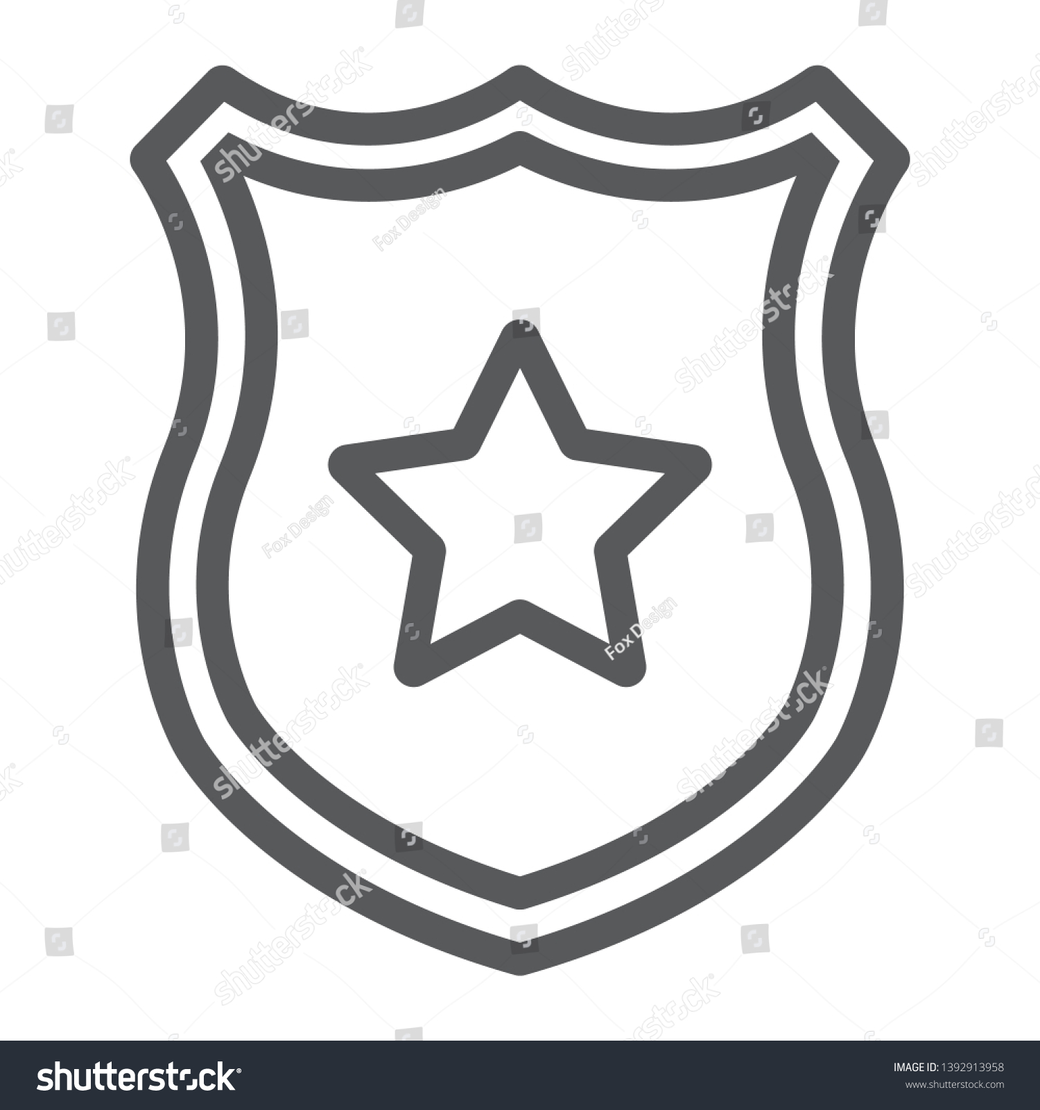 SVG of Police badge line icon, officer and law, shield with star sign, vector graphics, a linear pattern on a white background, eps 10. svg