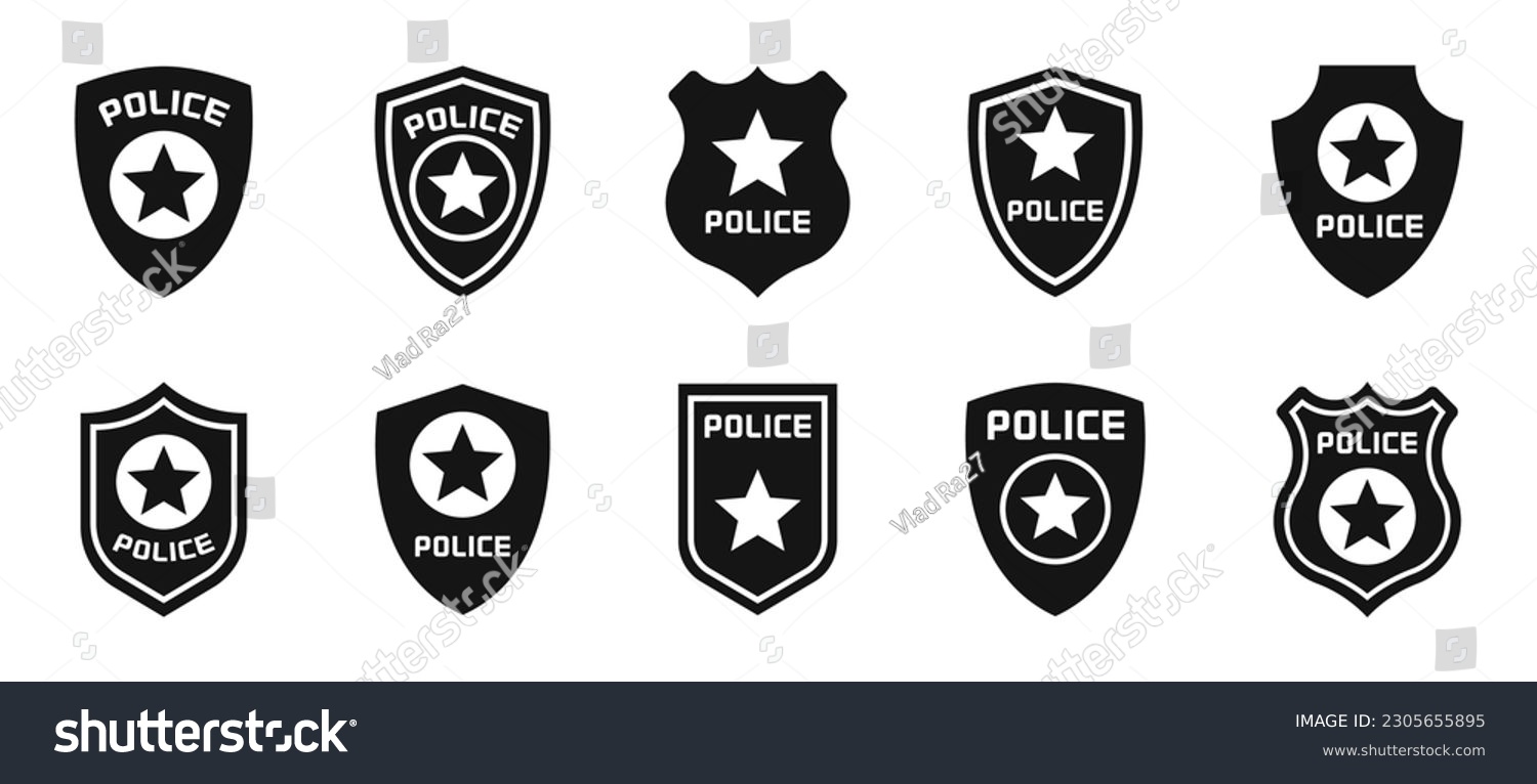 SVG of Police badge. Police symbols. Policeman badges collection. Police badge vector icons. EPS 10 svg
