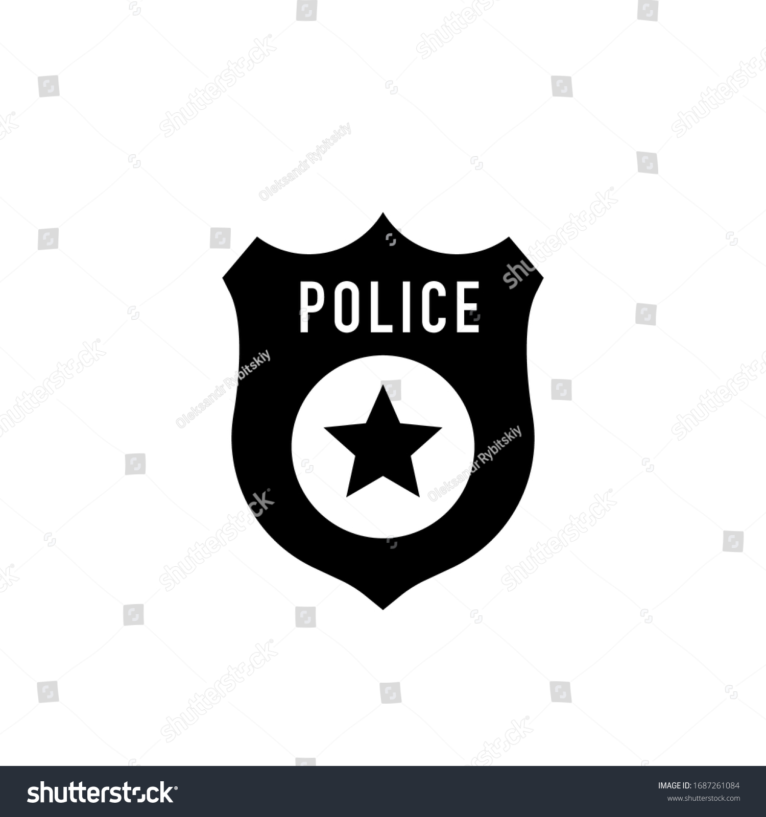 SVG of Police badge vector icon illustration isolated on black background svg