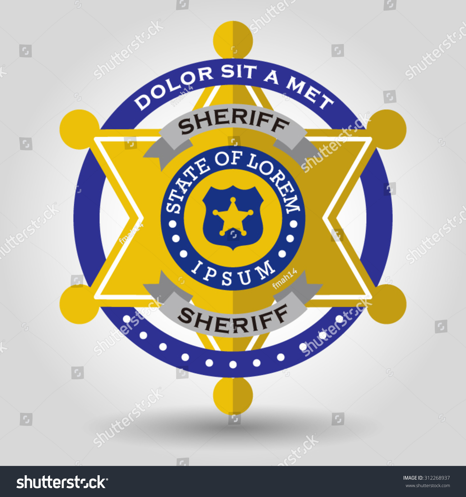 SVG of police badge with a star shape six. Vector illustration svg