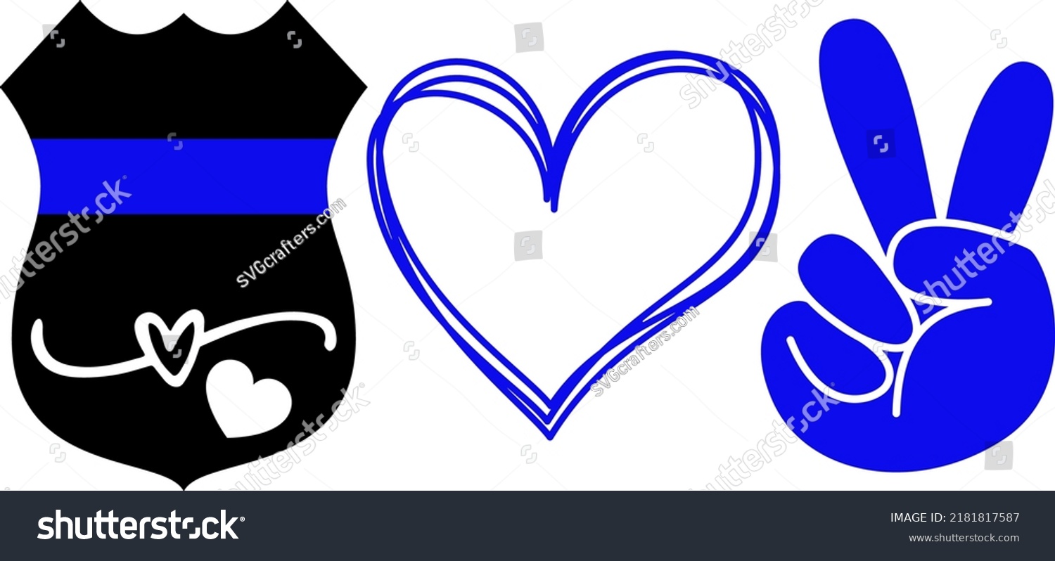 SVG of Police Badge With Heart and Peace vector svg
