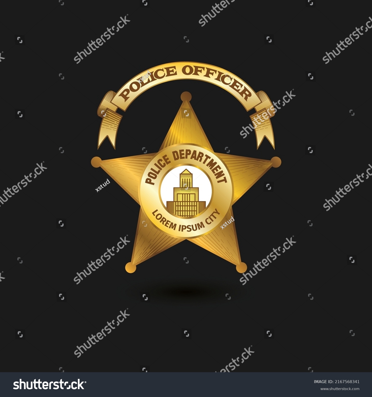 Police Badges Gold Sheriff Emblem Stock Vector Royalty Free