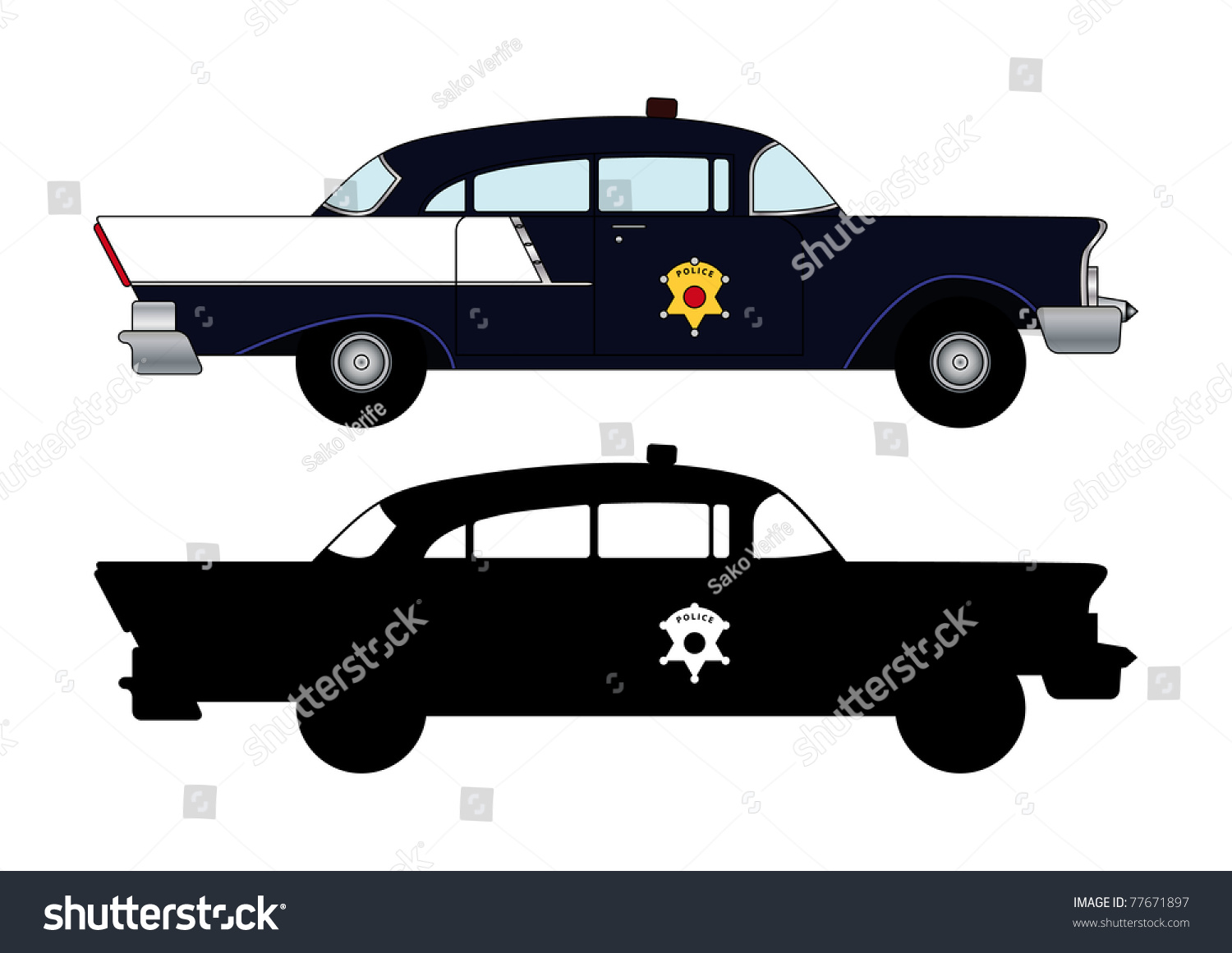 police car side view, blue and white clip art preview