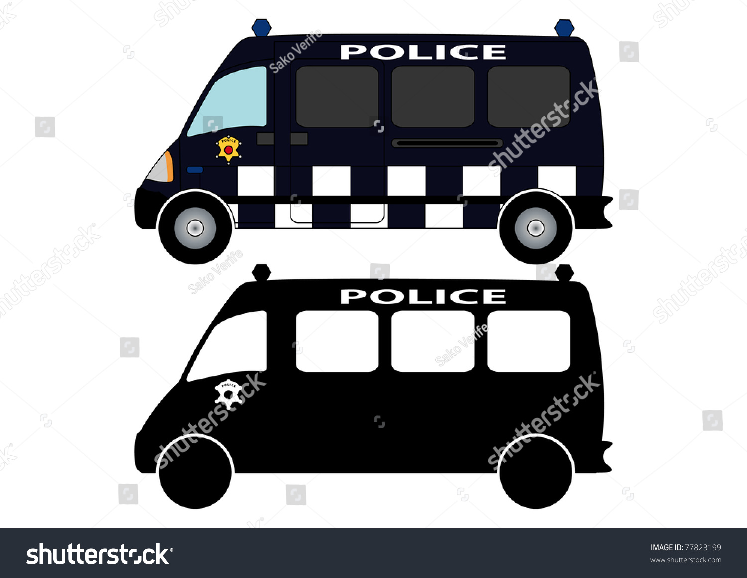 police van black and blue side view clip art preview