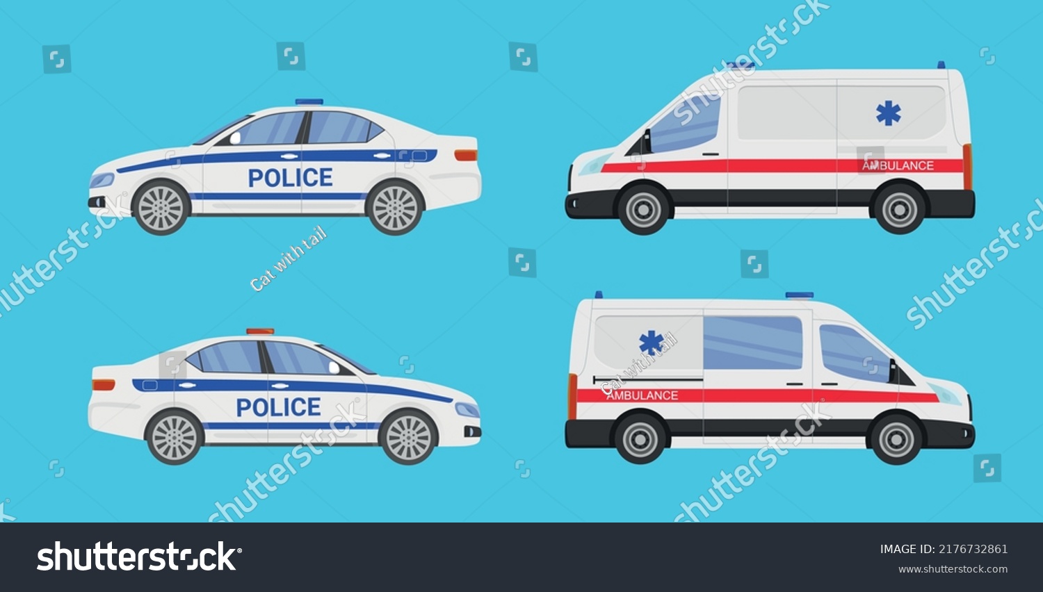 SVG of Police car and ambulance in flat style. Vector illustration. svg