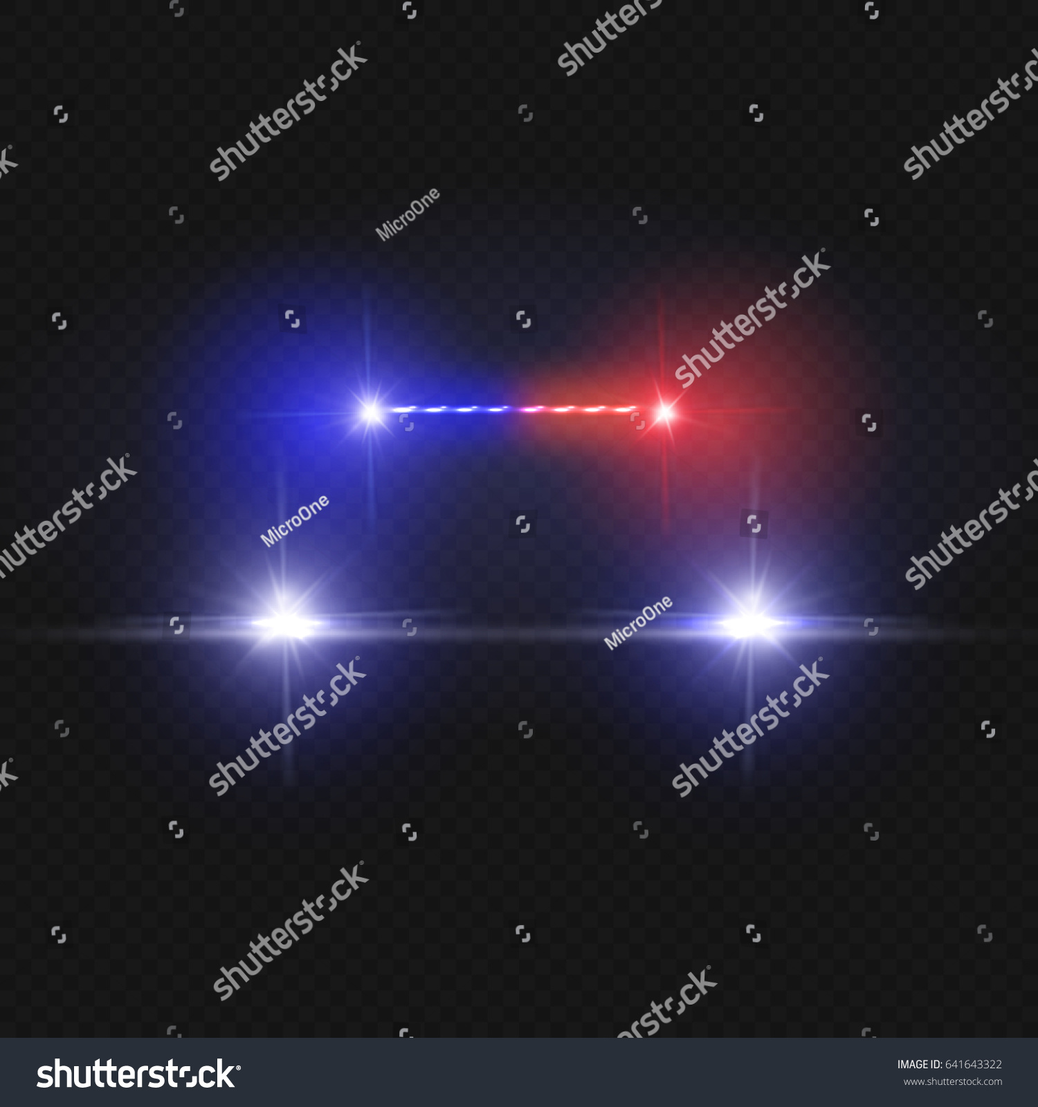 SVG of Police car headlights and blinking red siren lights isolated on transparent background svg