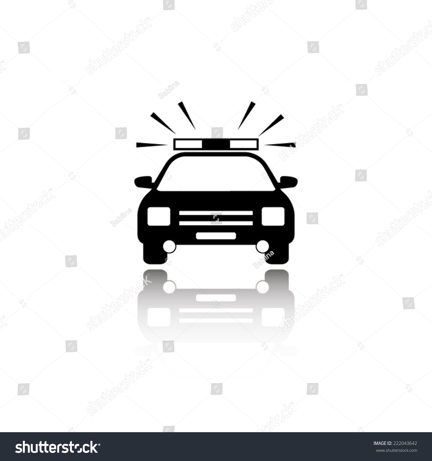 SVG of Police Car icon - black vector illustration with reflection svg