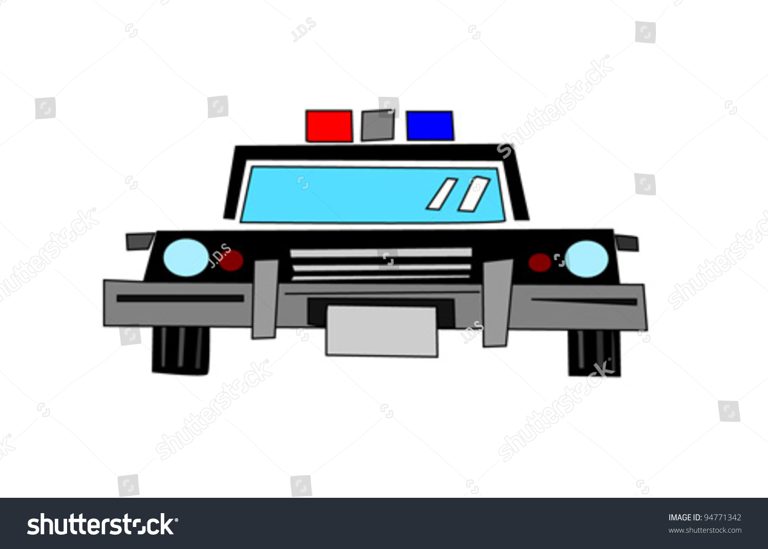 Police Car Illustration Vector Front View Isolated On White Background ...