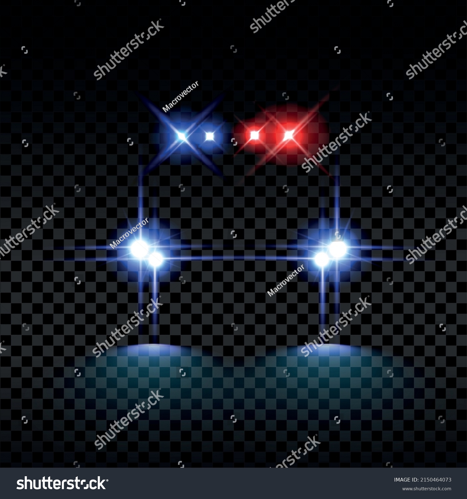 Police Car Lights Realistic Set Siren Stock Vector (Royalty Free ...