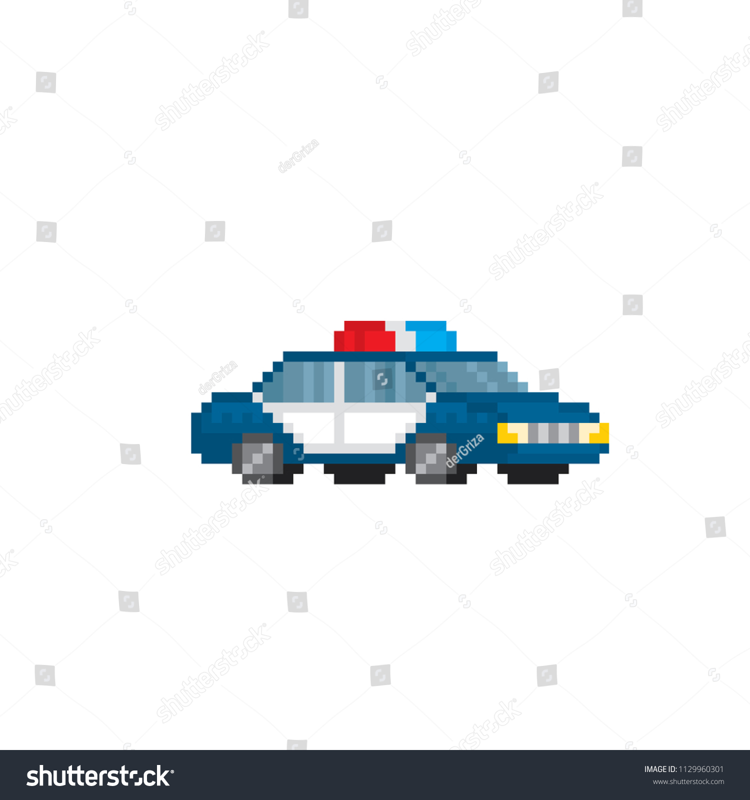 Police Car Pixel Art Old School Stock Vector (Royalty Free) 1129960301