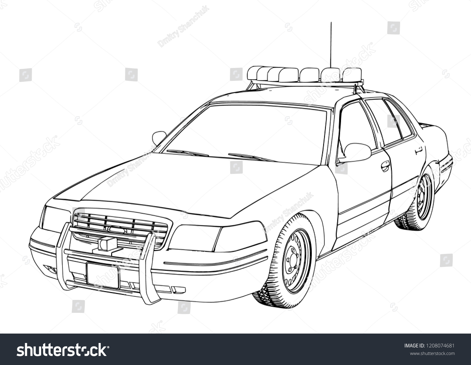 Police Car Sketch Vector: Vector có sẵn (miễn phí bản quyền) 1208074681