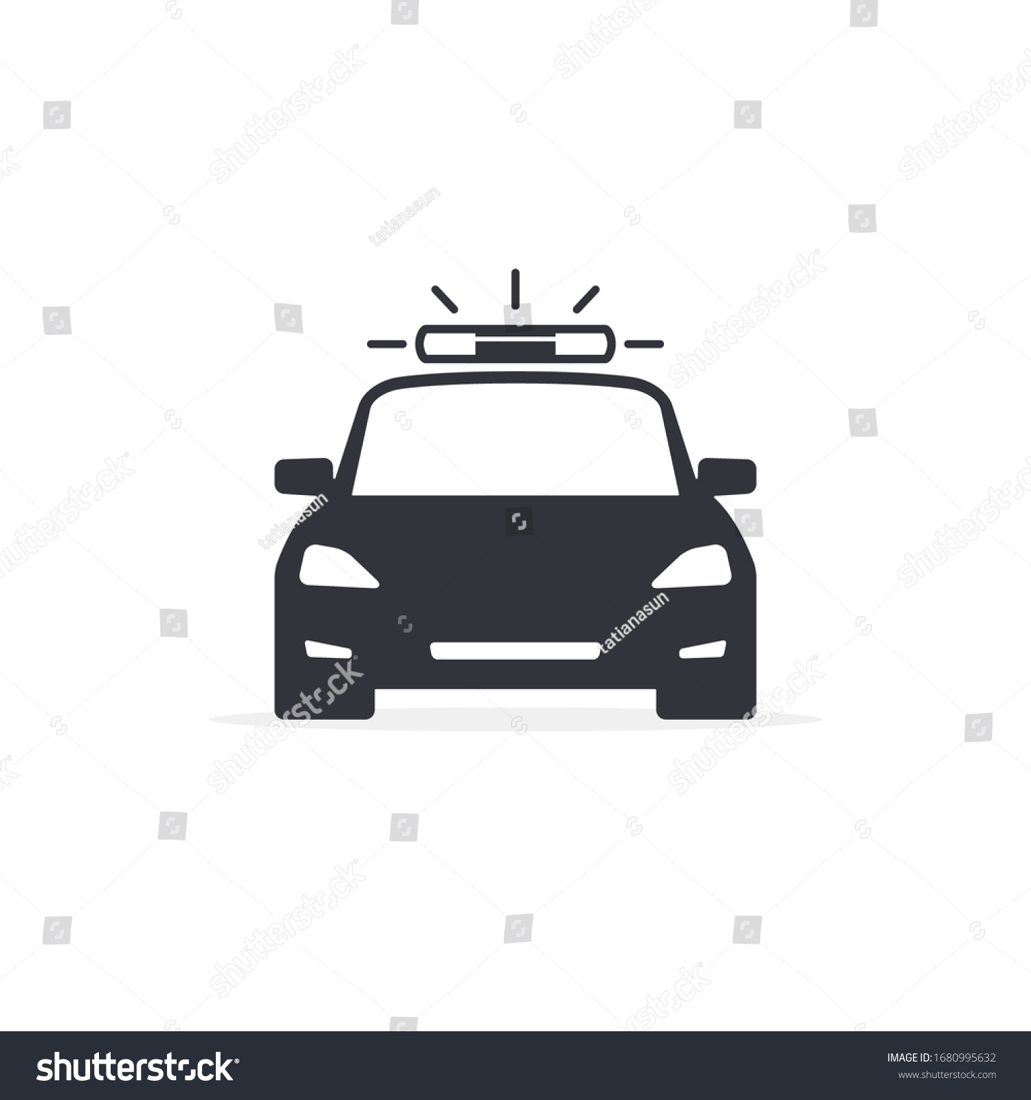 SVG of Police Car vector black icon isolated on white. svg
