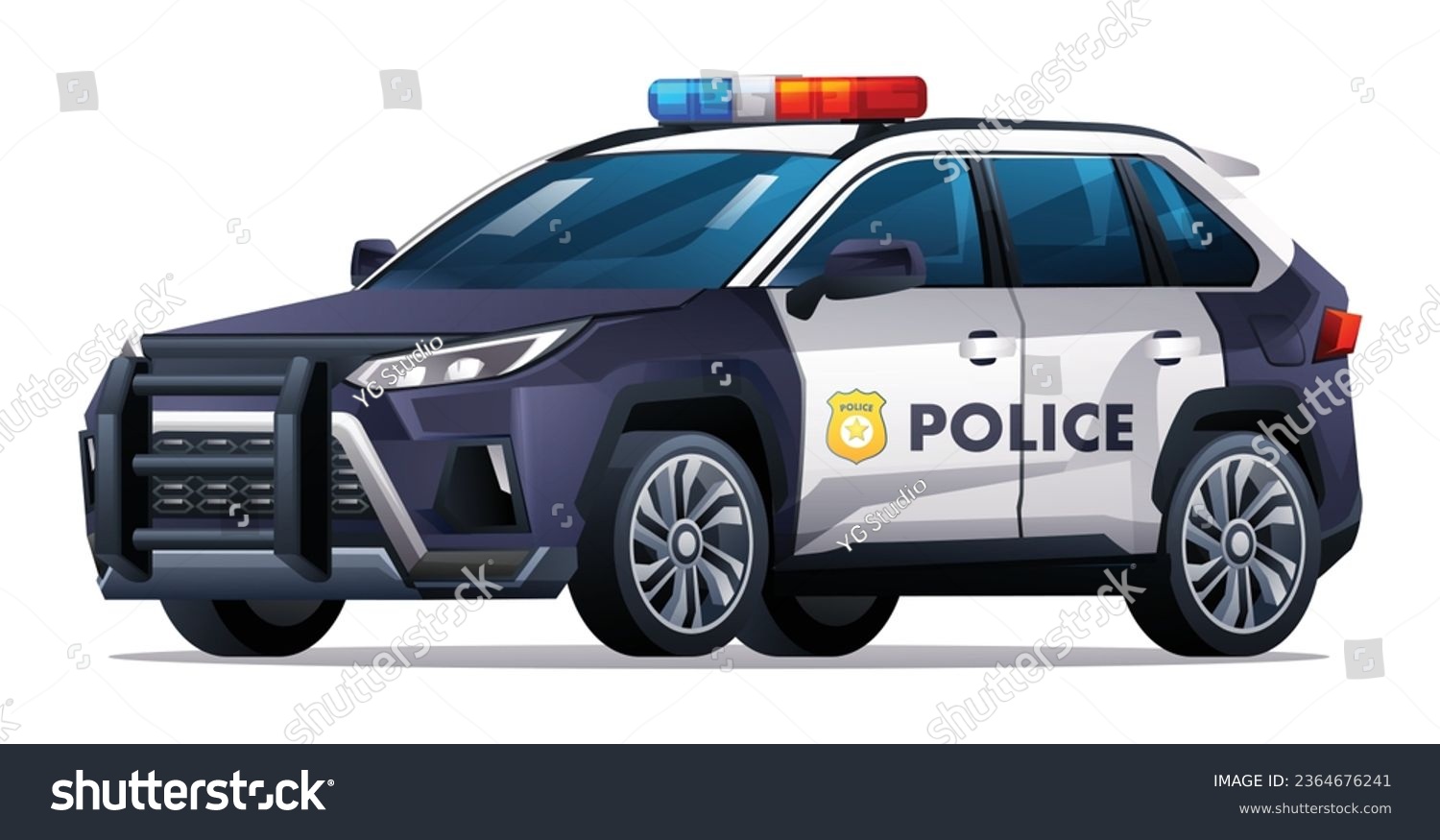 SVG of Police car vector illustration. Patrol official vehicle, suv car isolated on white background svg