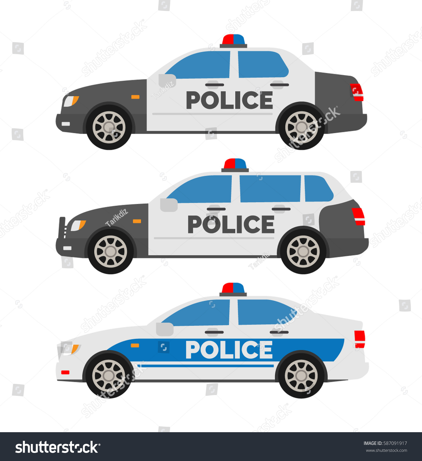 Police Cars Side View On White Stock Vector (Royalty Free) 587091917 ...