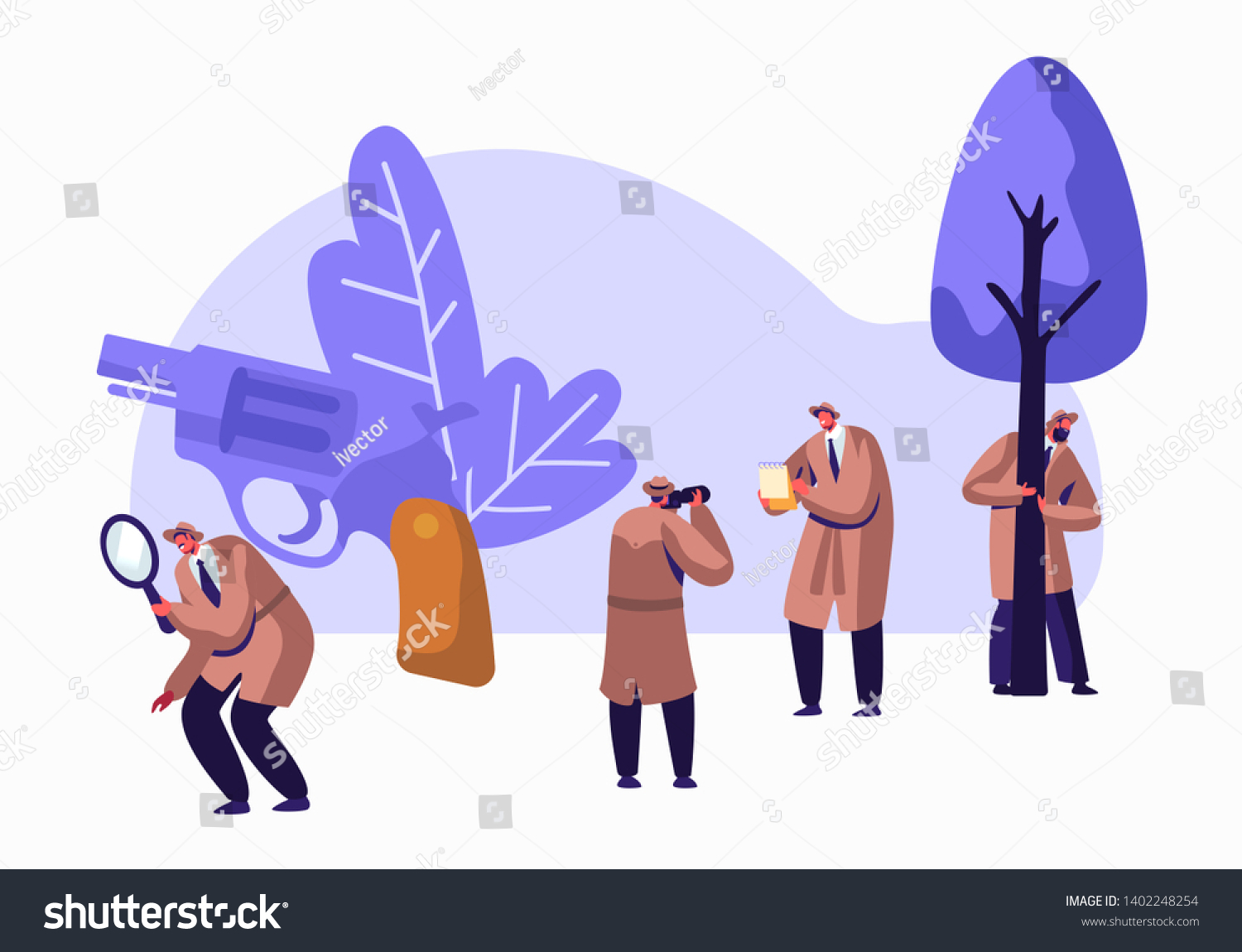 Police Detectives Private Investigators Work Solving Stock Vector Royalty Free 1402248254