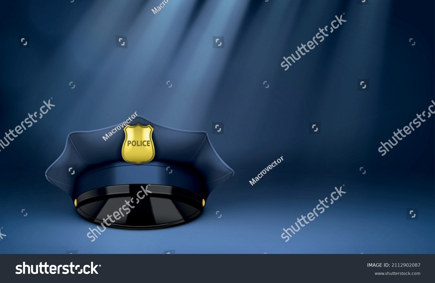 Police Hat Background Composition Realistic Officers Stock Vector