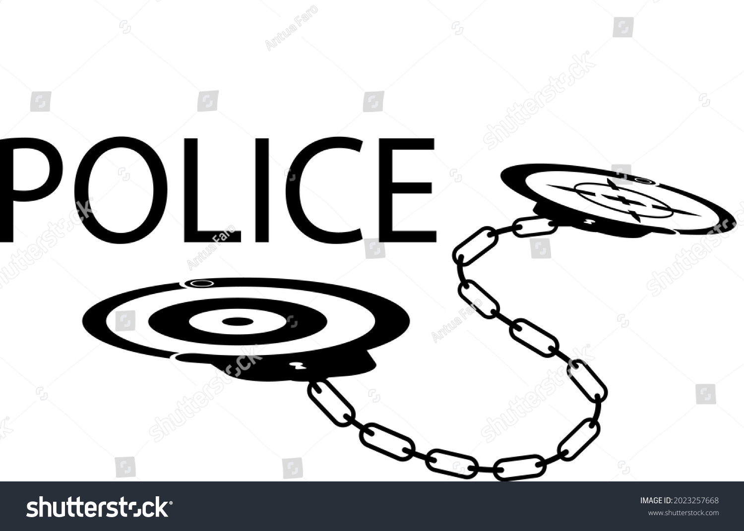 Police Lettering Handcuffs Target Scope Stock Vector (Royalty Free) 2023257668