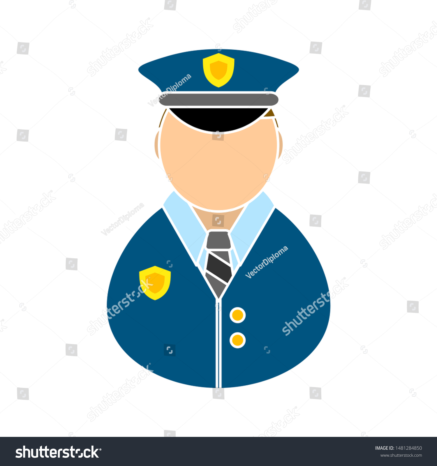 Police Man Icon Flat Illustration Police Stock Vector (Royalty Free ...