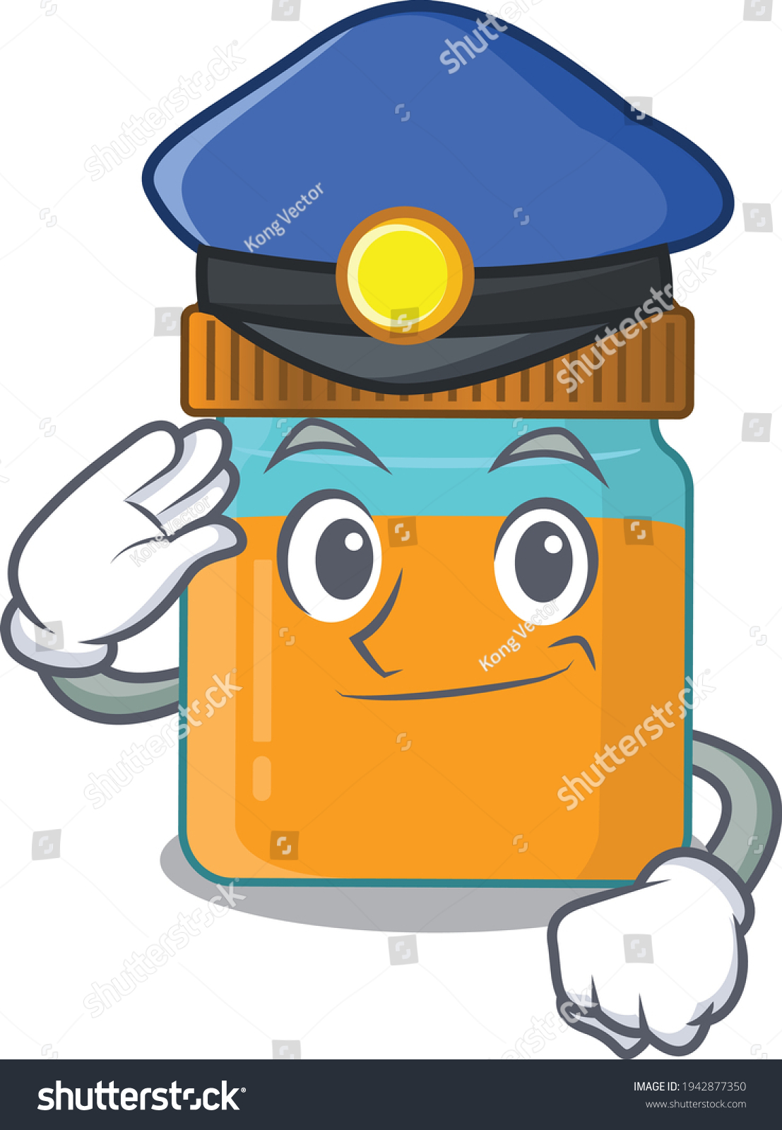 SVG of Police officer cartoon drawing of honey jar wearing a blue hat svg