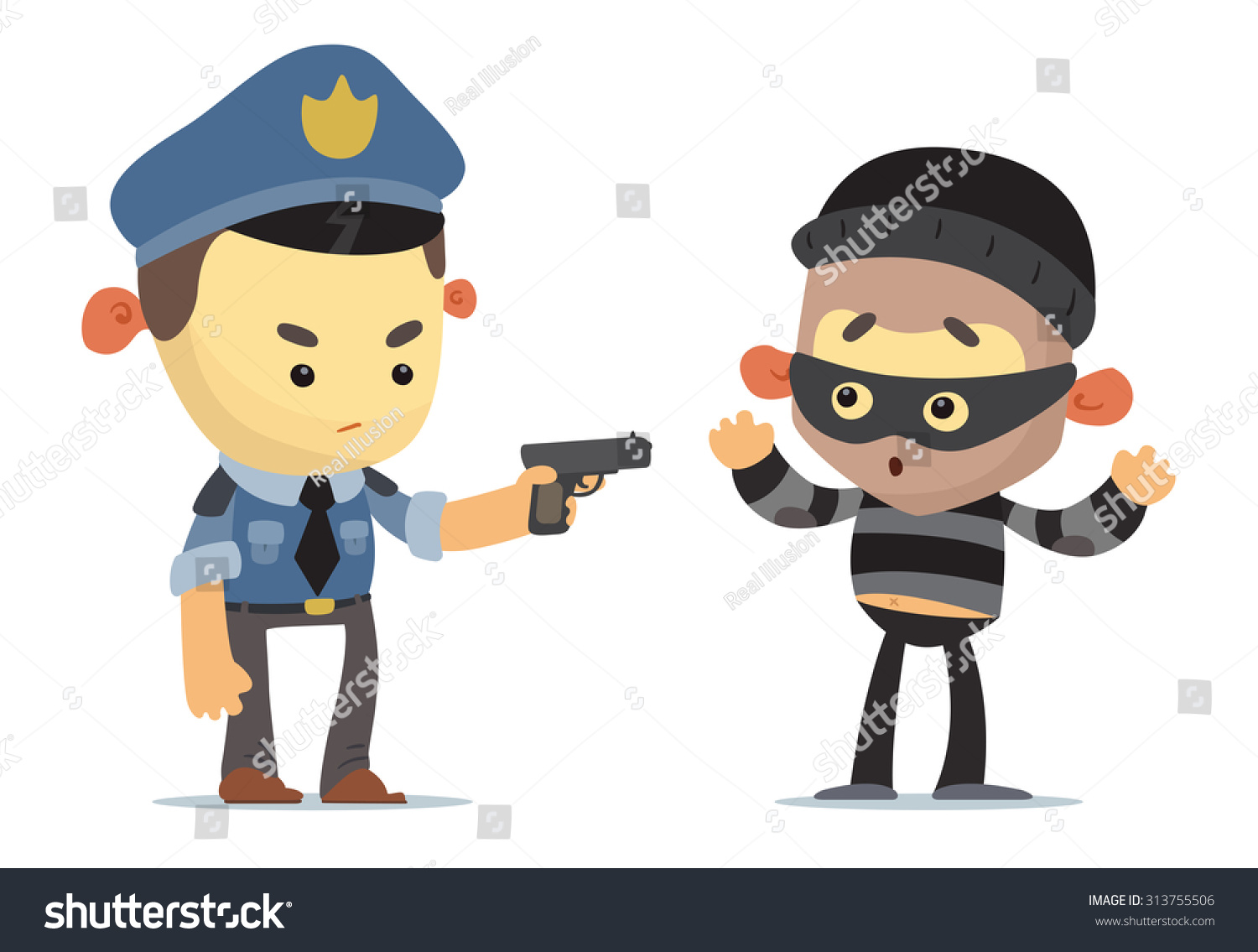 Police Officer Catching Thief Stock Vector 313755506 - Shutterstock