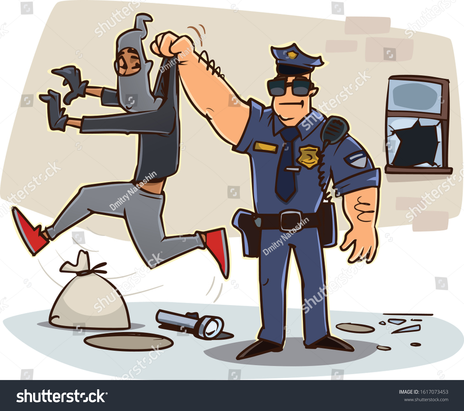 Police Officer Caught Thief Stock Vector Royalty Free 1617073453