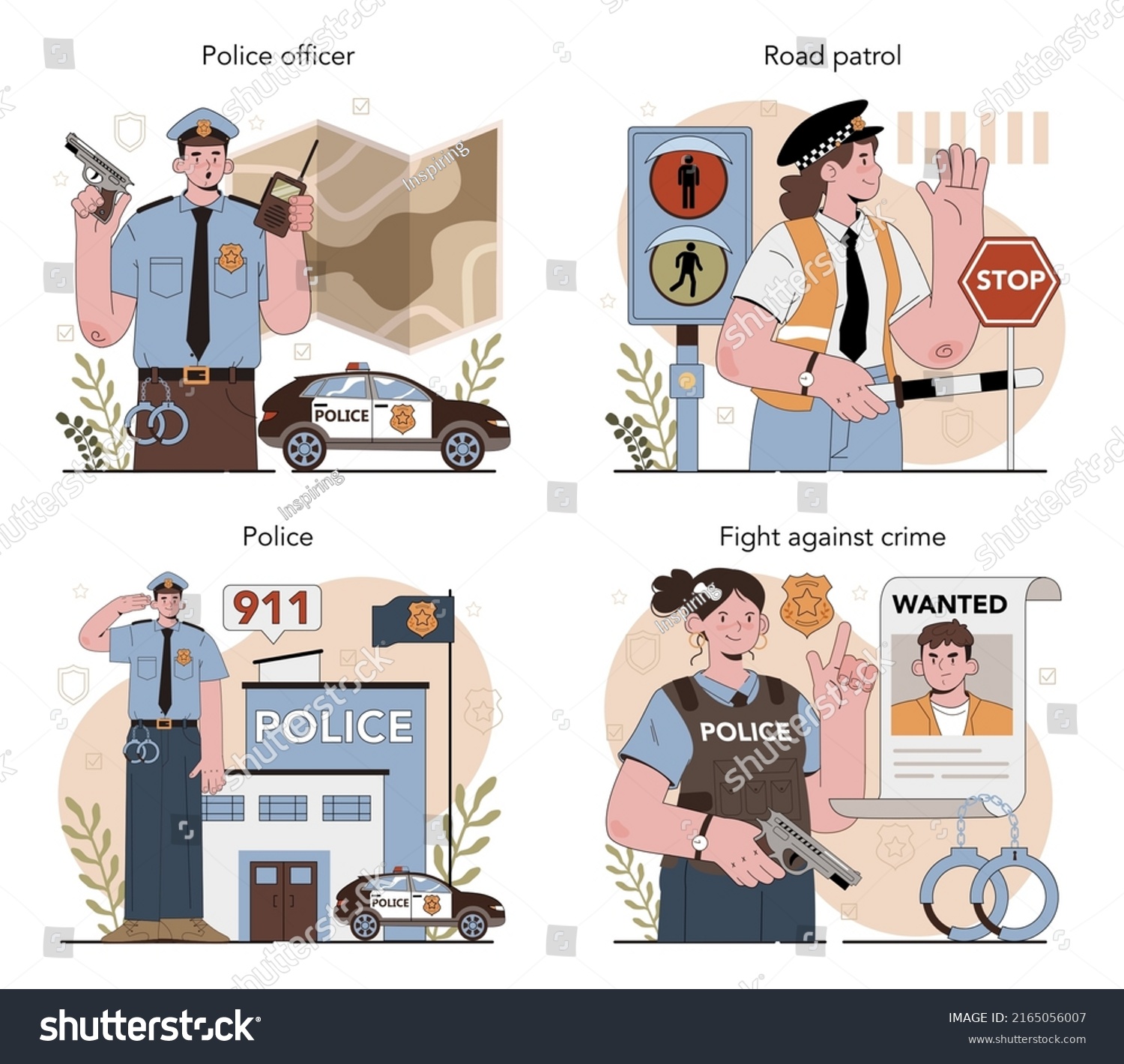 Police Officer Uniform Set Detective Making Stock Vector (Royalty Free ...