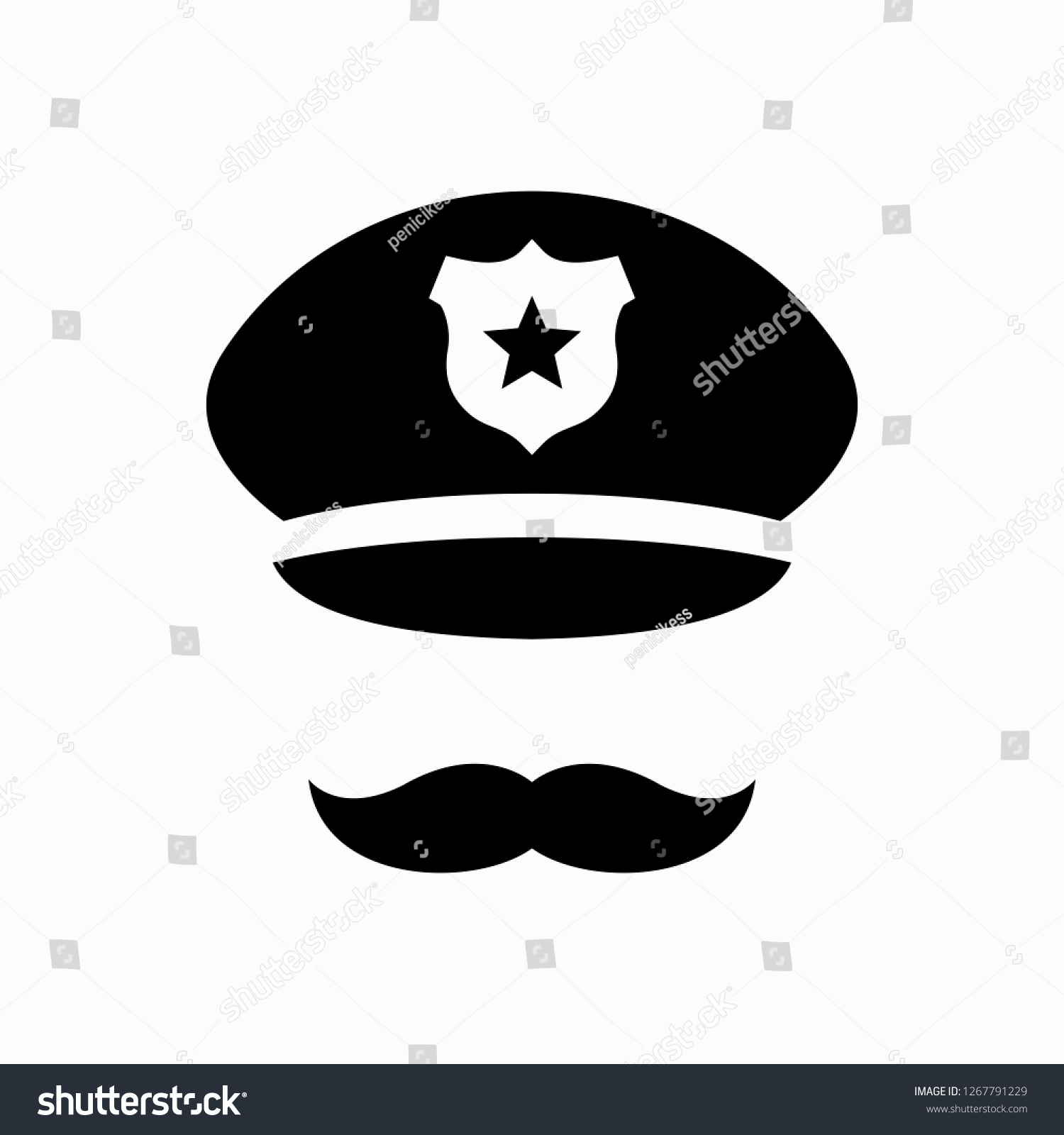 Police Officer Policeman Hat Mustache Icon Stock Vector (Royalty Free ...
