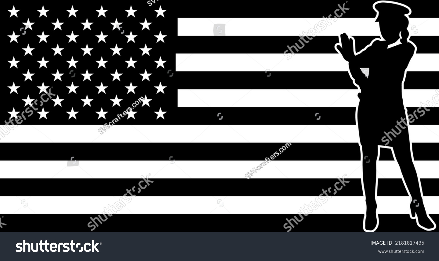 SVG of police officer with usa flag vector svg