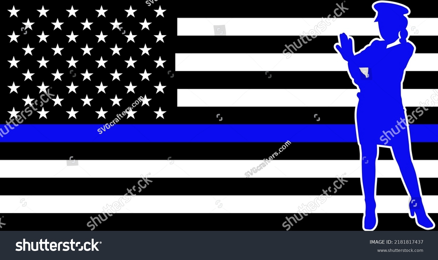 SVG of police officer with usa flag vector svg